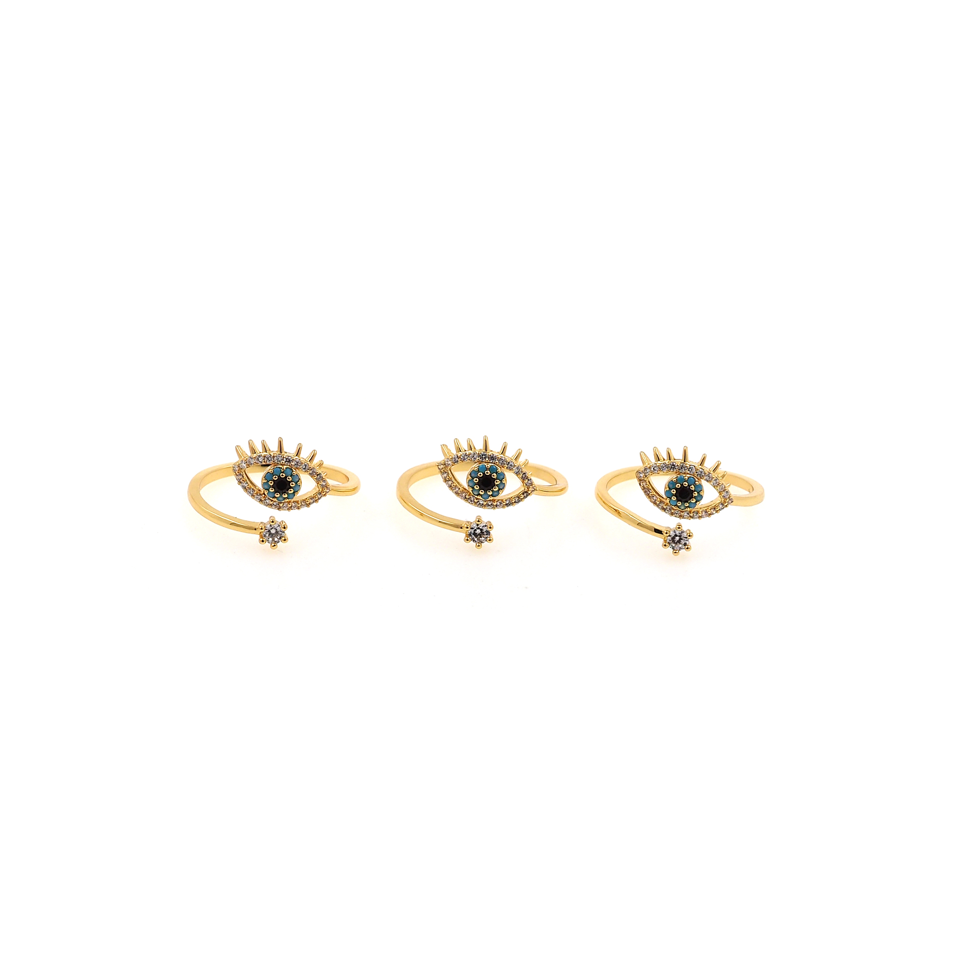 18K Gold Filled Evil Eye Rings,CZ Micro Pave Evil Eye Rings,Adjustable Ring,Minimalist Ring,Open Ring