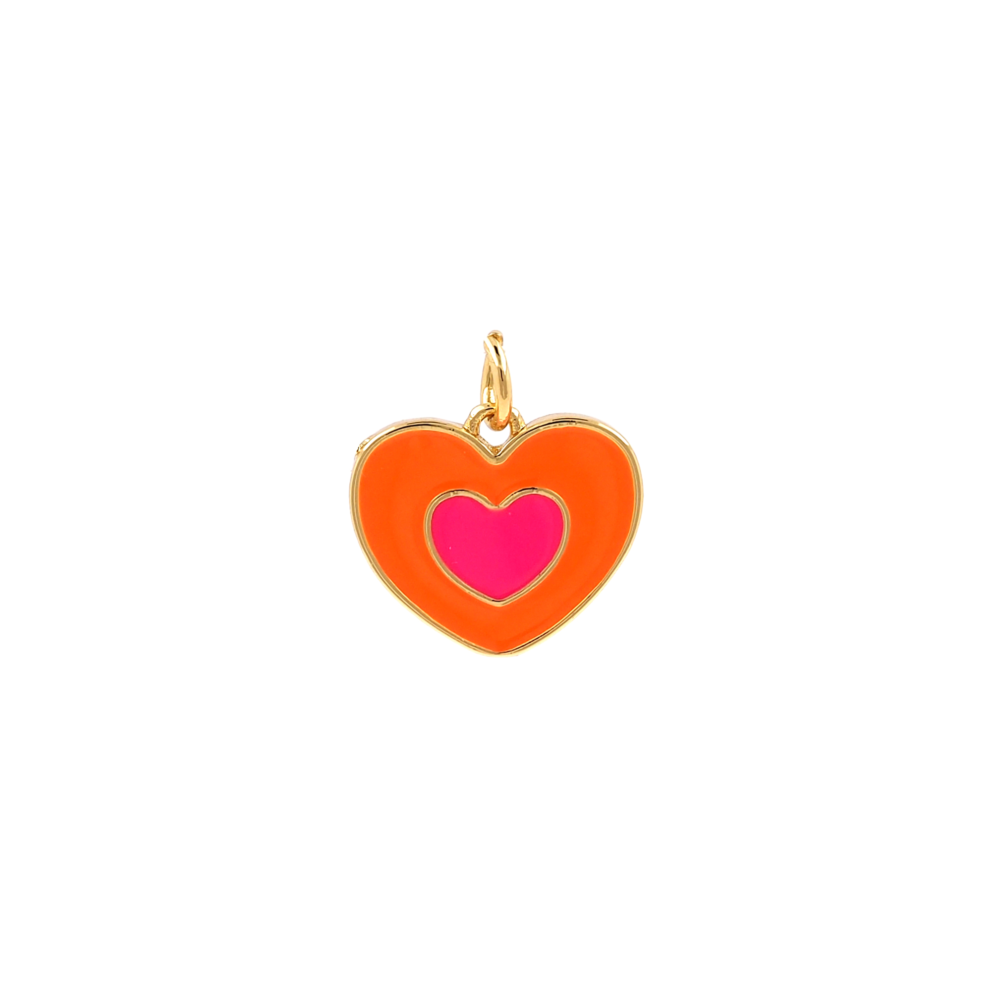 Enamel Heart Pendant,18K Gold Filled Heart Charm Earrings Necklace for DIY Jewelry Making Supply