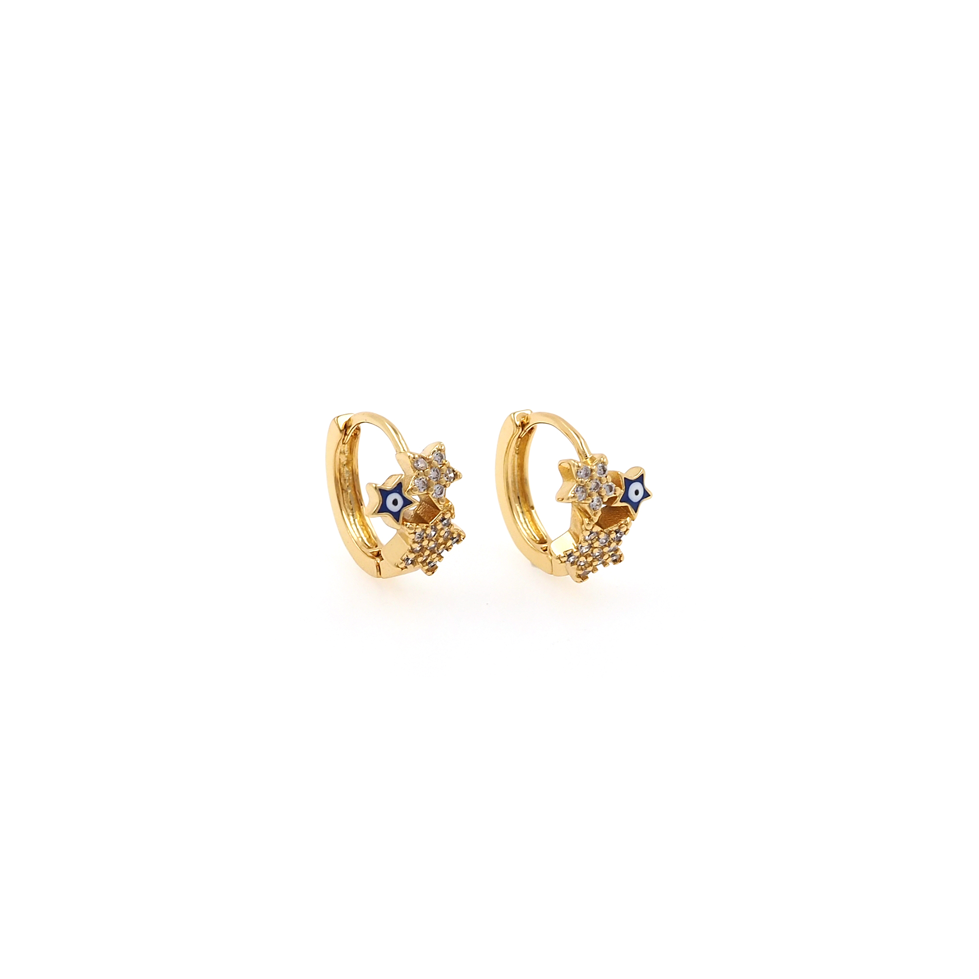 18K Gold Filled Evil Eye Hoops,CZ Earrings,Star Eye Enamel Earrings,Gold Hoop Earrings,Huggie Earrings