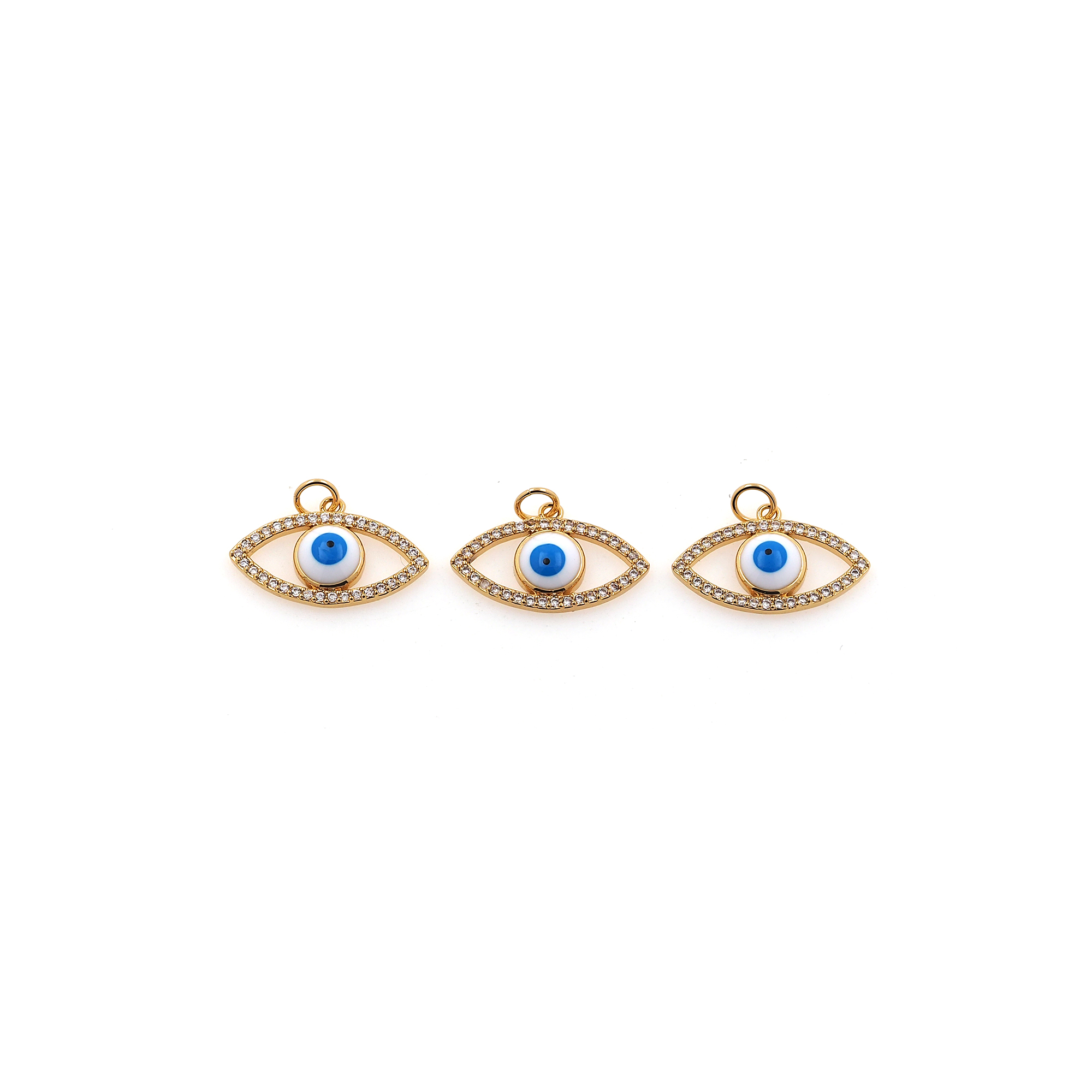 CZ Micro Pave Evil Eye Pendant,18K Gold Filled Enamel Evil Eye Charm Earrings Necklace for DIY Jewelry Making Supply