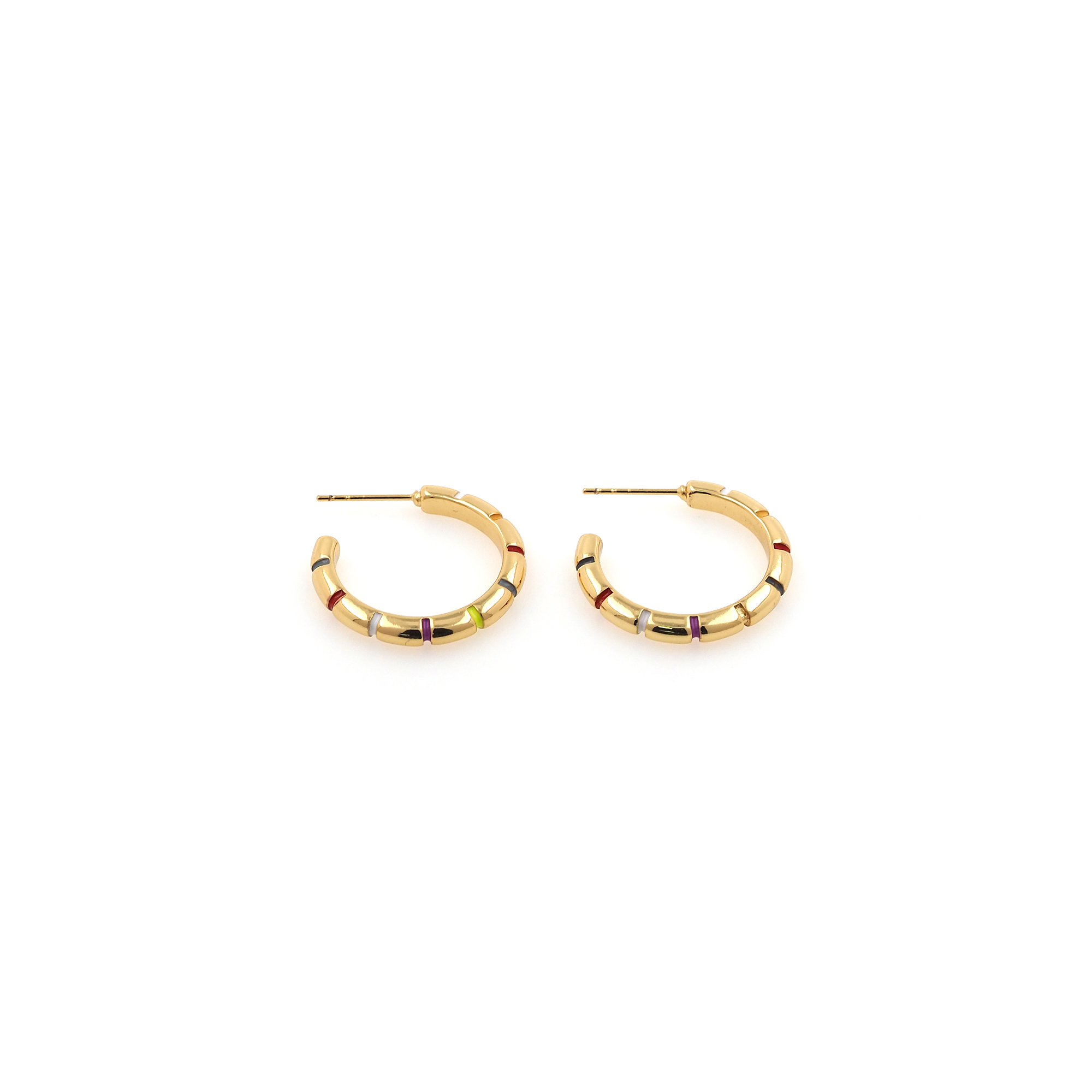 18K Gold Filled Enamel Round Hoop Earrings,Dainty Thin Earrings,Gold Hoops,Minimalist Hoops Huggie