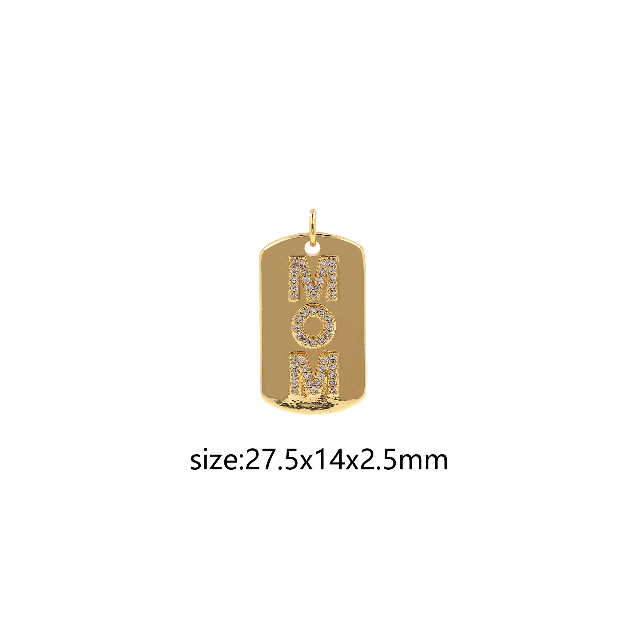 18K Gold Filled Mom Pendant,CZ Micro Pave Mom Charm Earrings Necklace for DIY Jewelry Making Supply