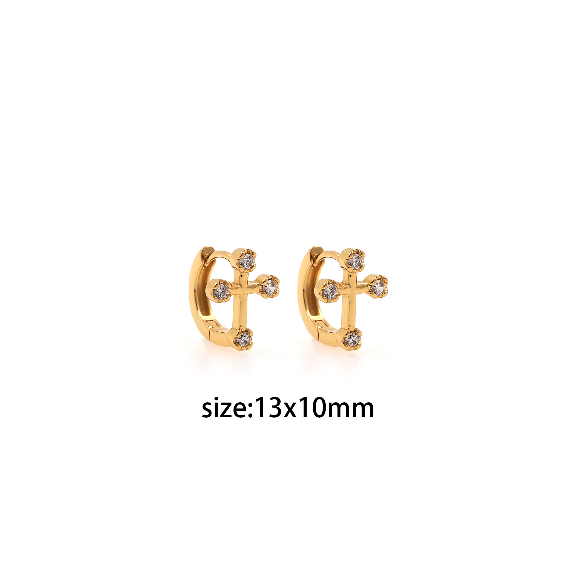 18K Gold Filled Cross Hoop Earrings,Dainty Zirconia Earrings,Gold Hoops,Dainty CZ Hoops Huggie