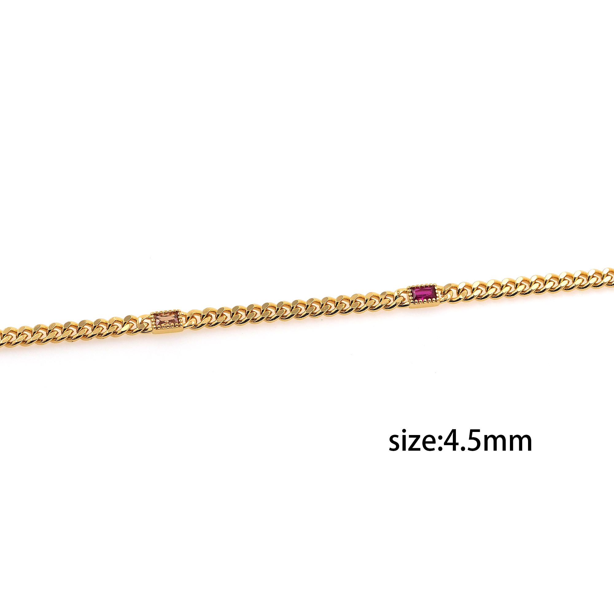 18K Gold Filled Cuban Chain,Minimalist Chains,Curb Chain,Zirconia Chain,Thin Link Chain Necklace for Women DIY Jewelry Making Supply