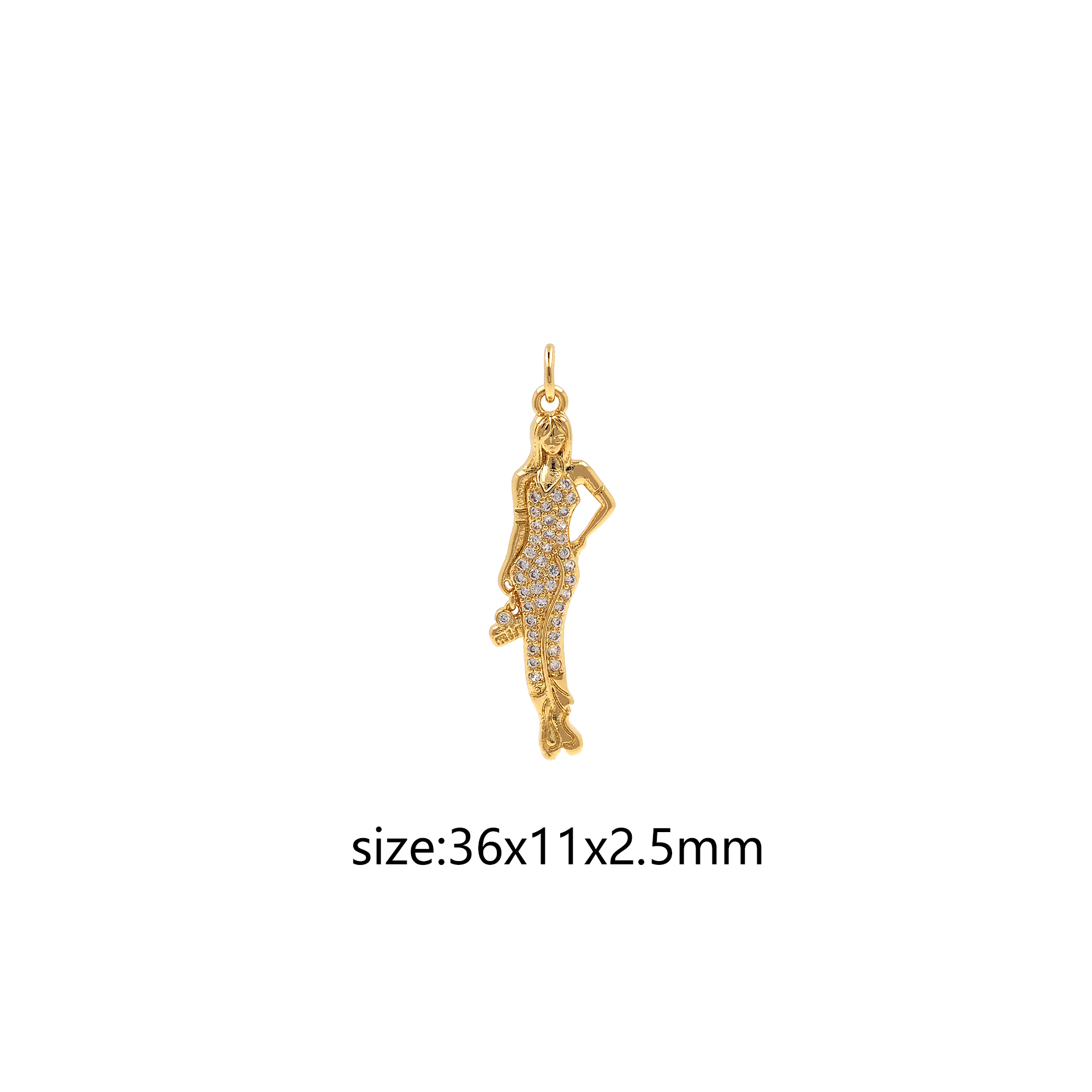18K Gold Filled Woman Pendant,CZ Micro Pave Female Charm Earrings Necklace for DIY Jewelry Making Supply