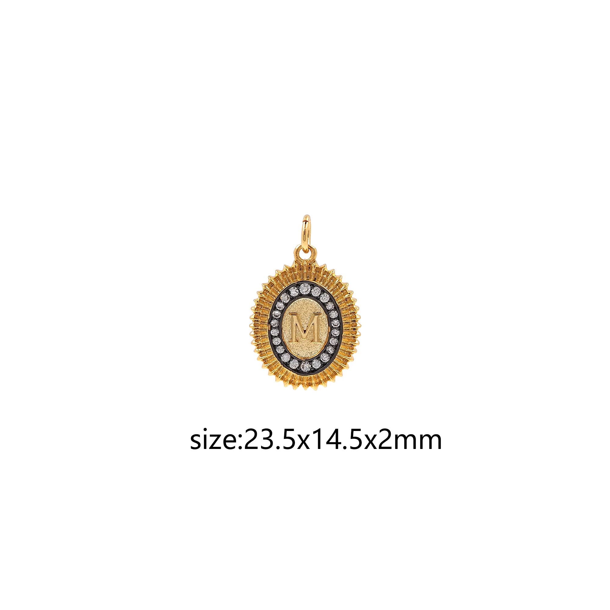 18K Gold Filled Initial Pendant,CZ Micro Pave Oval Initial Charm Earrings Necklace for DIY Jewelry Making Supply
