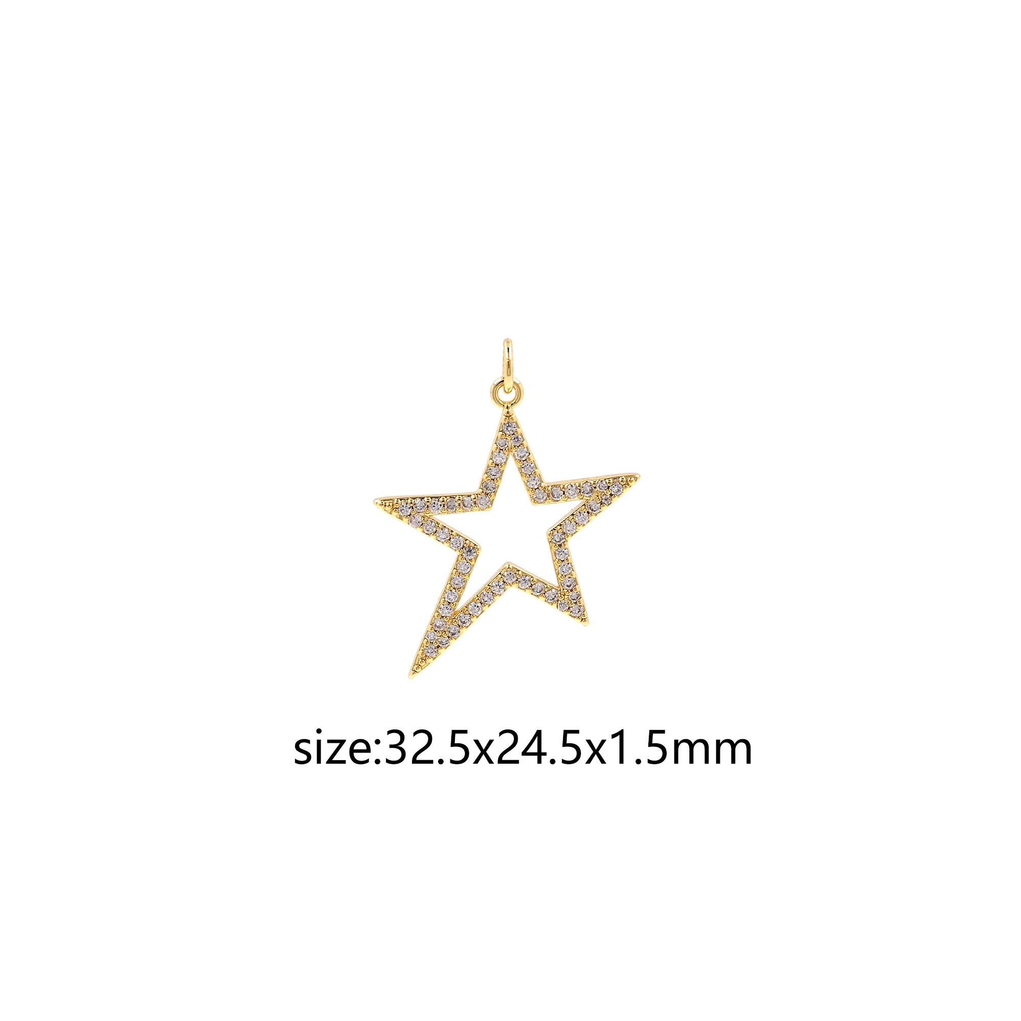 18K Gold Filled Star Pendant,CZ Micro Pave Celestial Charm Earrings Necklace for DIY Jewelry Making Supply