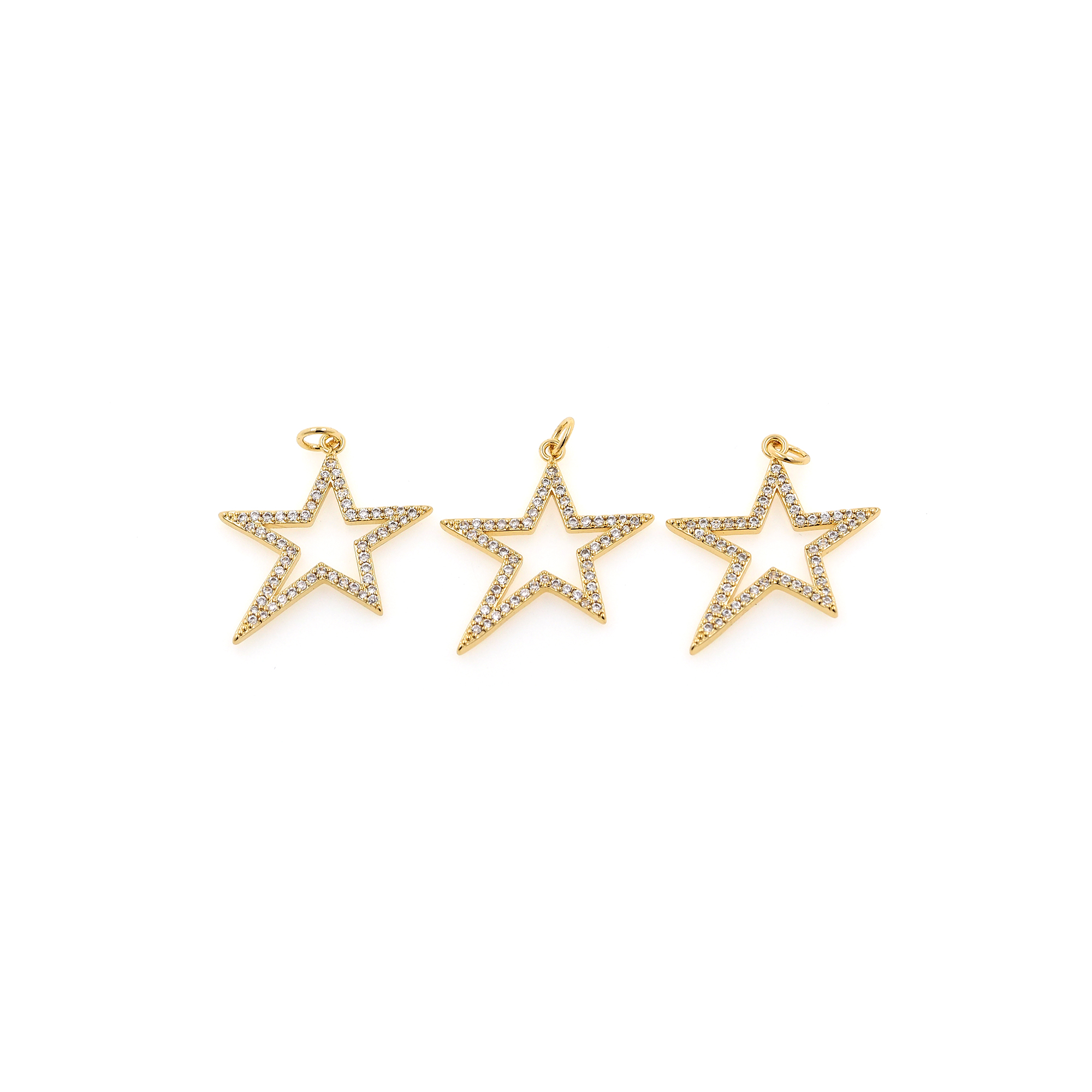 18K Gold Filled Star Pendant,CZ Micro Pave Celestial Charm Earrings Necklace for DIY Jewelry Making Supply