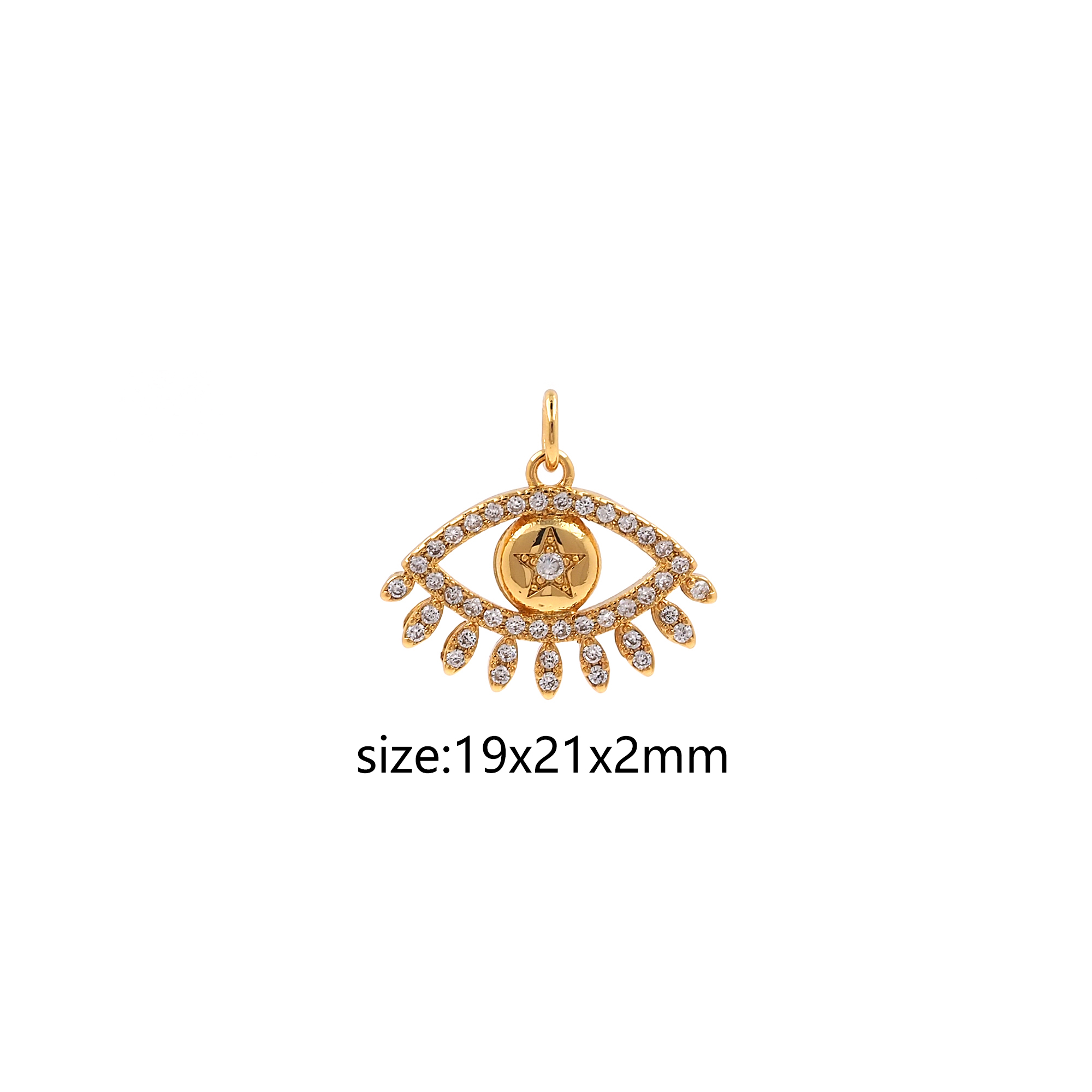 18K Gold Filled Evil Eye Pendant,CZ Micro Pave Evil Eye Charm Earrings Necklace for DIY Jewelry Making Supply