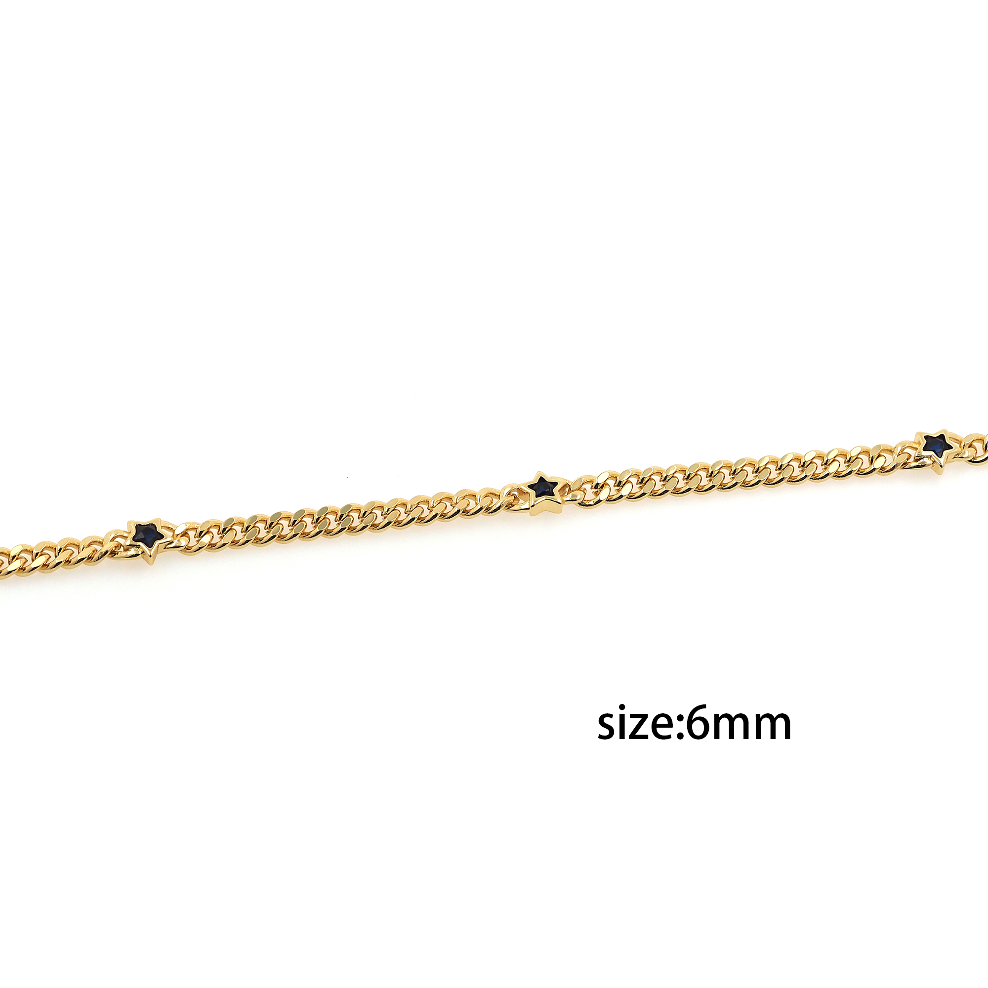 18K Gold Filled Cuban Chain,Minimalist Chains,Curb Chain,Star Zirconia Chain,Thin Link Chain Necklace for Women DIY Jewelry Making Supply