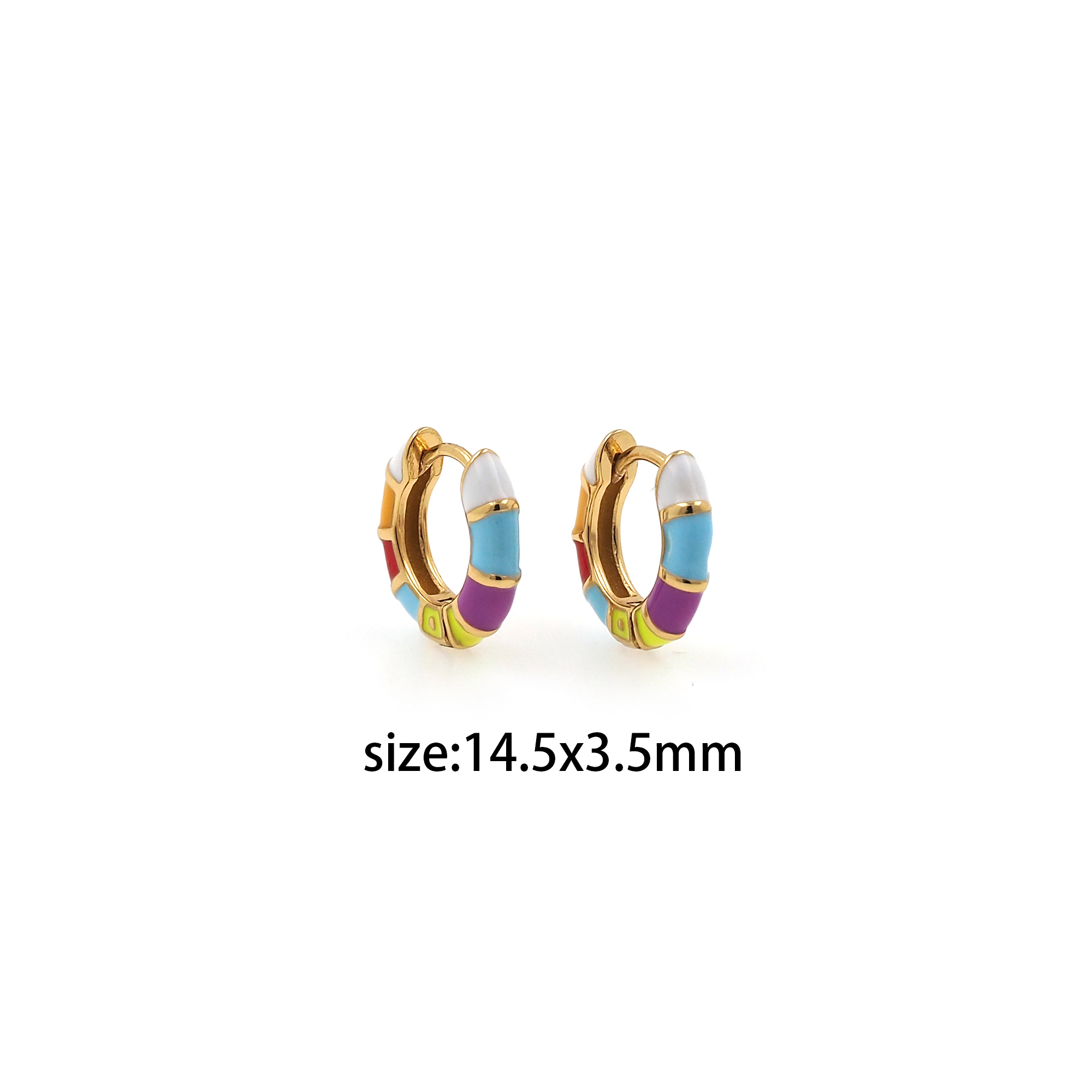 18K Gold Filled Colorful Enamel,Round Hoops,Minimalist Enamel Earrings,Gold Hoop Earrings,Huggie Earrings