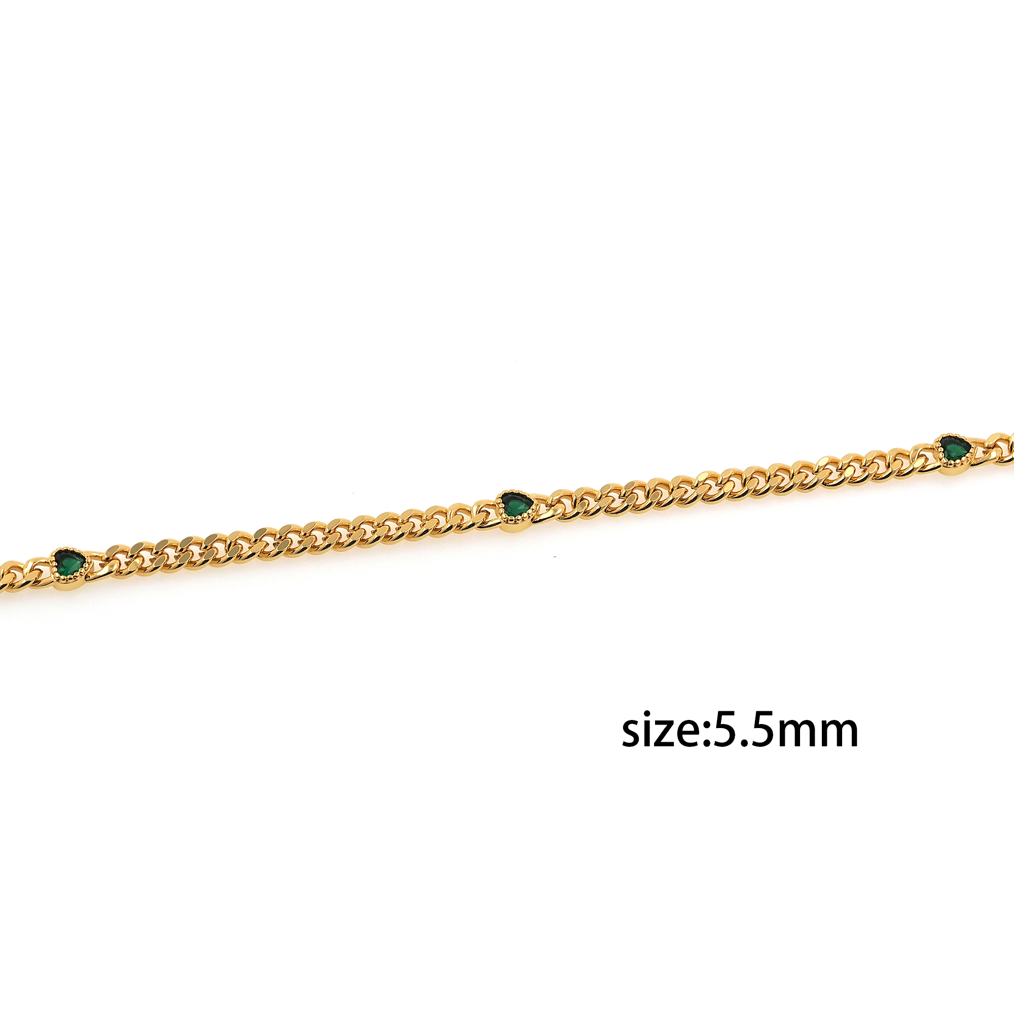 18K Gold Filled Cuban Chain,Minimalist Chains,Curb Chain,Heart Zirconia Chain,Thin Link Chain Necklace for Women DIY Jewelry Making Supply