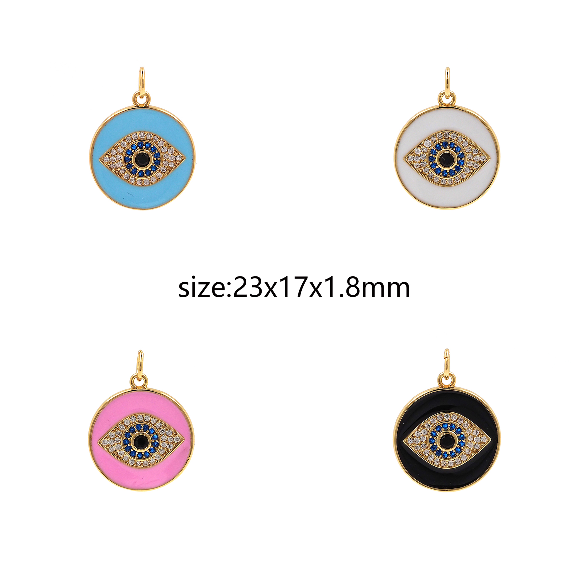 18K Gold Filled Evil Eye Pendant,Enamel Evil Eye Charm Earrings Necklace for DIY Jewelry Making Supply