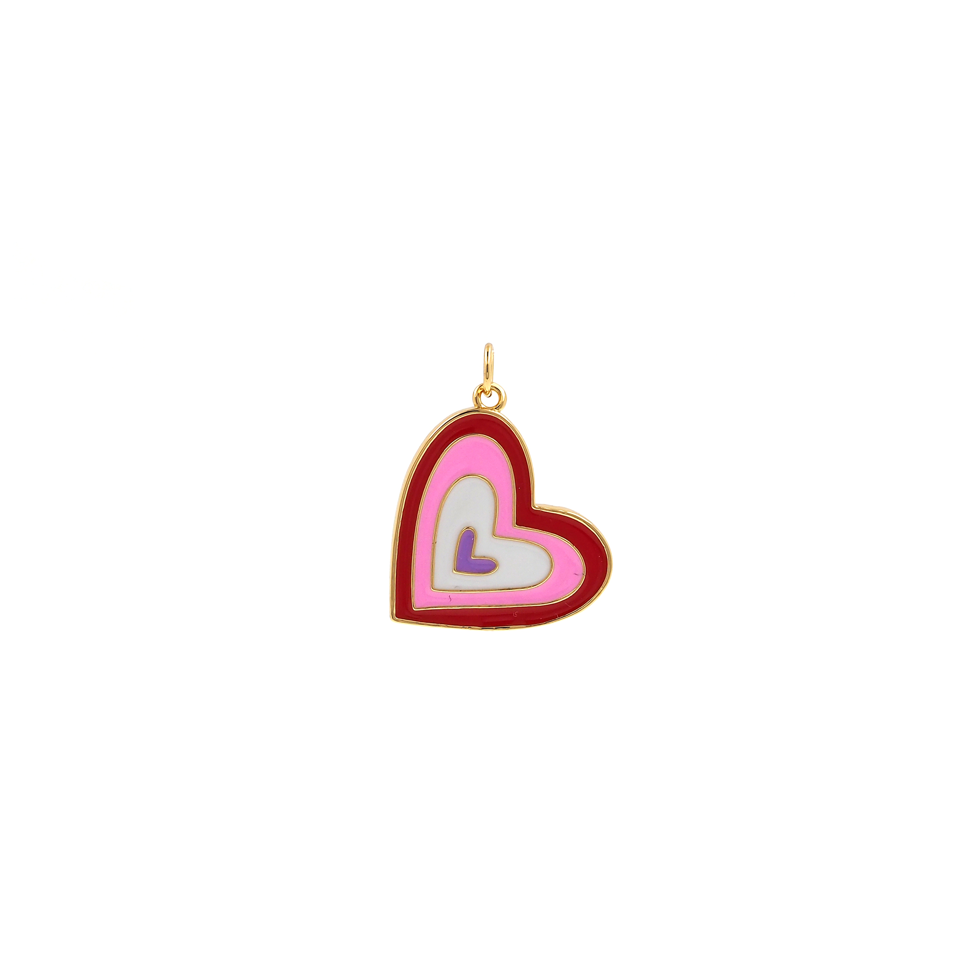 18K Gold Filled Heart Pendant,Colorful Enamel Heart Charm Earrings Necklace for DIY Jewelry Making Supply