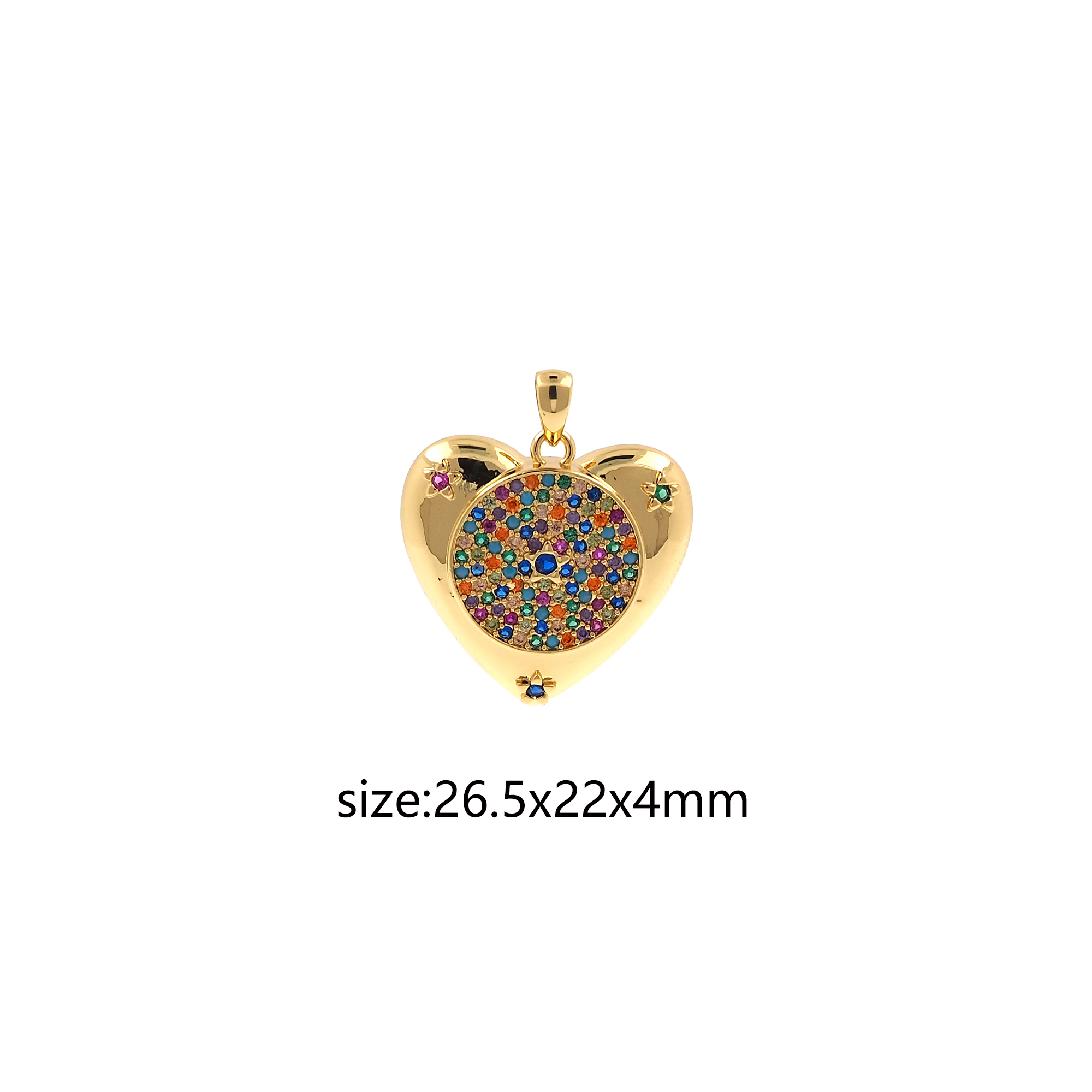 18K Gold Filled Heart Pendant,CZ Micro Pave Heart Charm Earrings Necklace for DIY Jewelry Making Supply