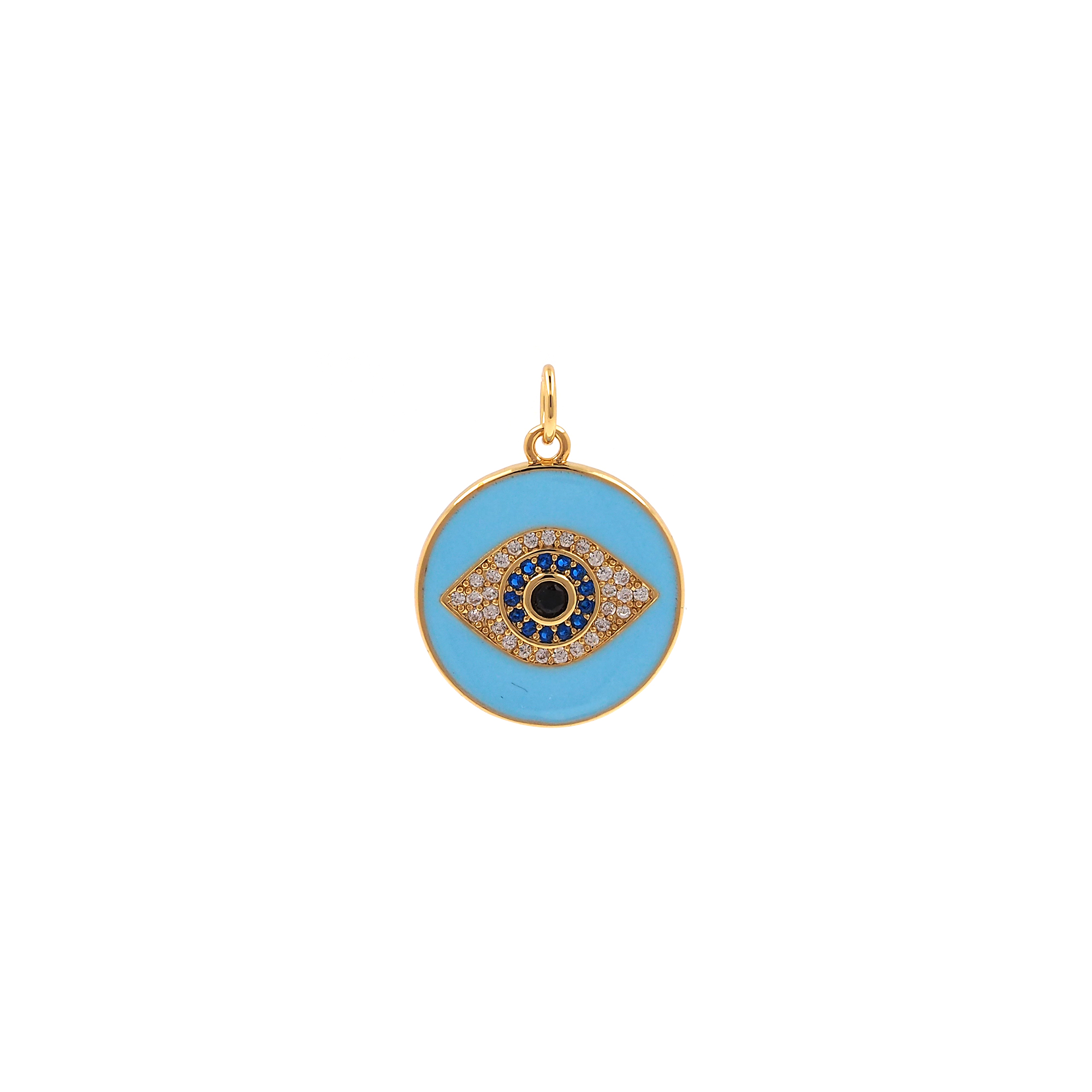 18K Gold Filled Evil Eye Pendant,Enamel Evil Eye Charm Earrings Necklace for DIY Jewelry Making Supply