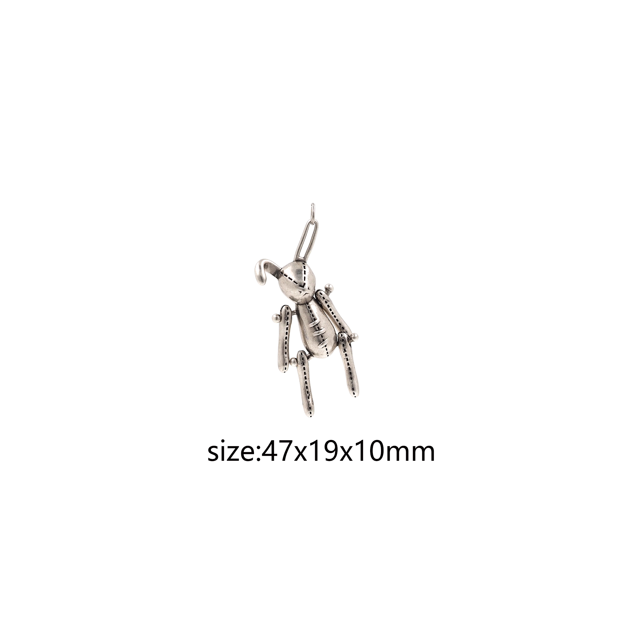 Silver Rabbit Pendant,Animal Charm,Rabbit Earrings Necklace for DIY Jewelry Making Supply