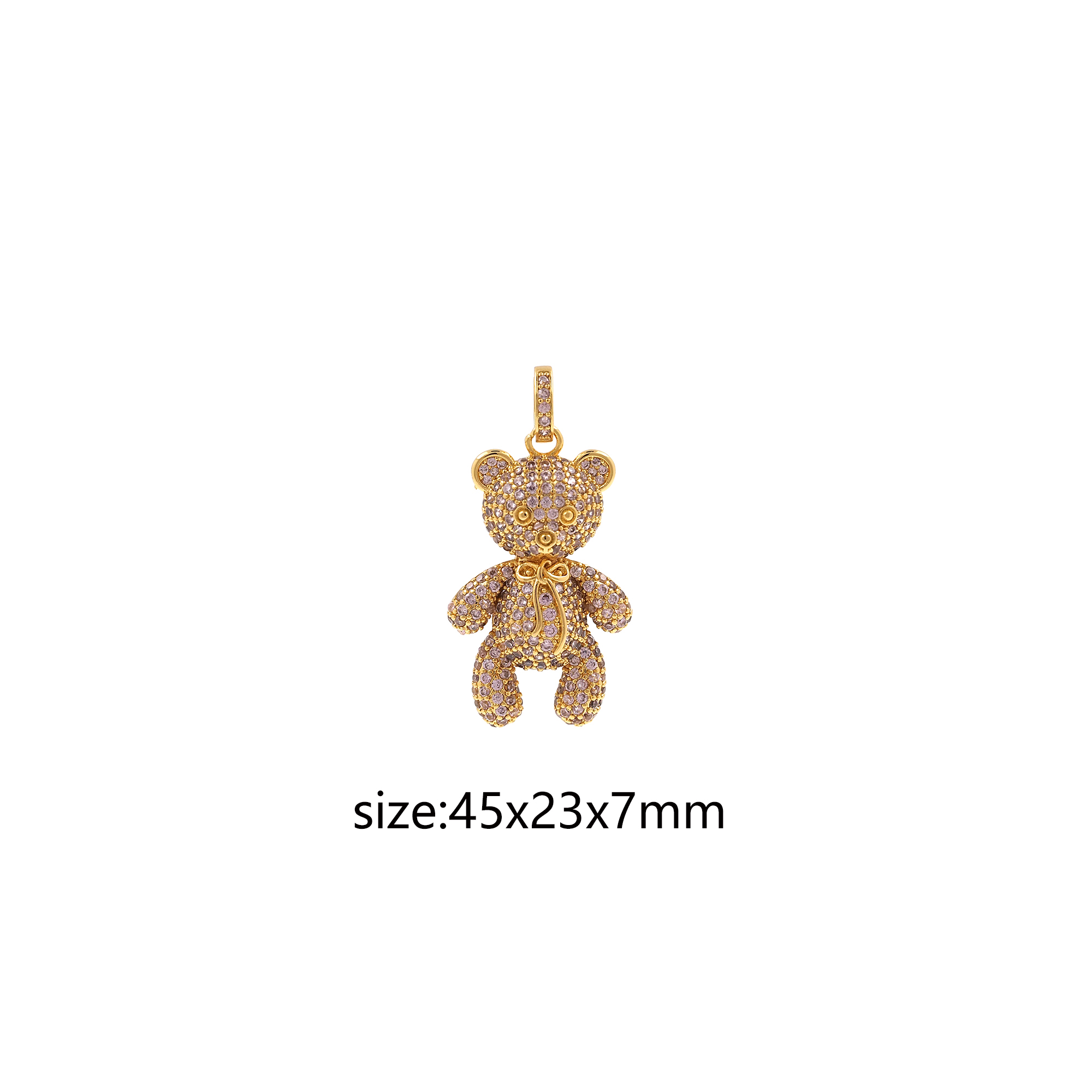 18K Gold Filled Bear Pendant,CZ Micro Pave Bear Chamr Earrings Necklace for DIY Jewelry Making Supply