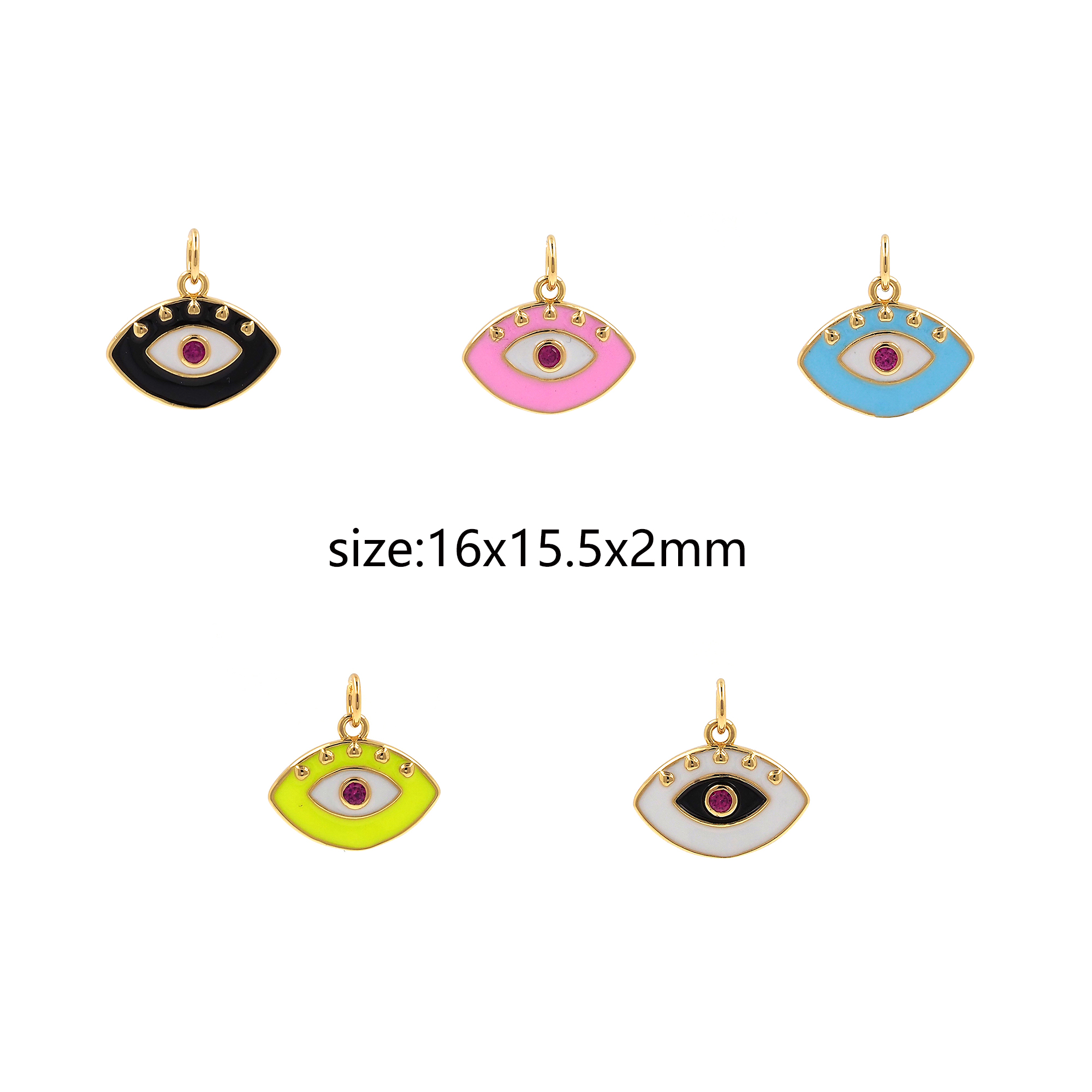 18K Gold Filled Evil Eye Pendant,Enamel Evil Eye Charm Earrings Necklace for DIY Jewelry Making Supply