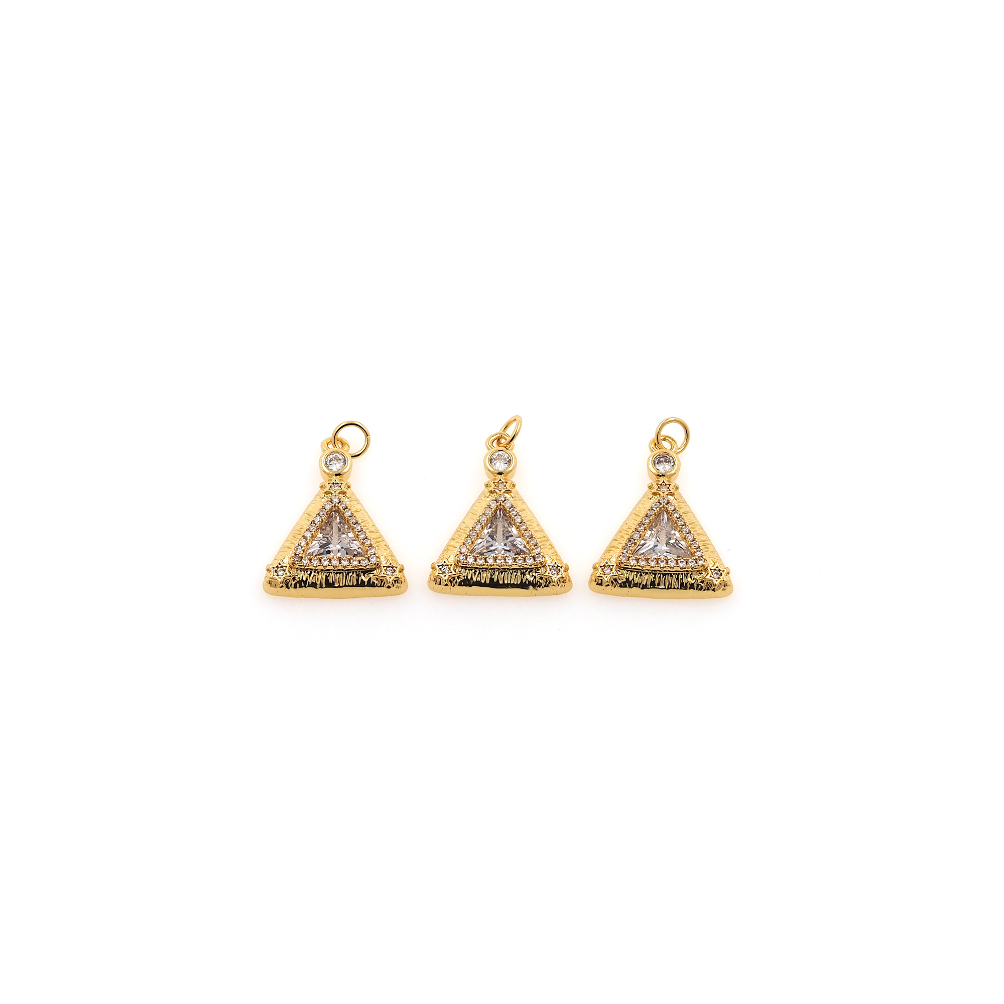 18K Gold Filled Triangle Pendant,CZ Micro Pave Triangle Charm Earrings Necklace for DIY Jewelry Making Supply
