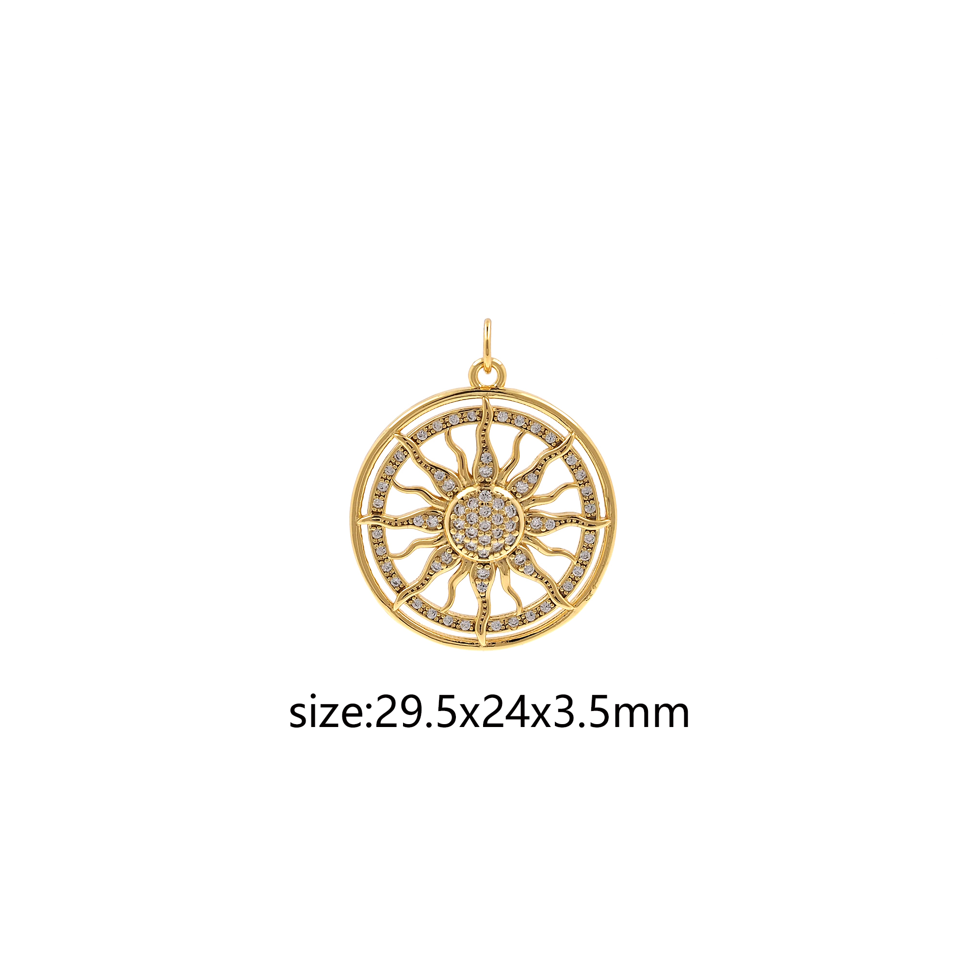 18K Gold Filled Sun Pendant,Celestial Charm,CZ Micor Pave Sun Earrings Necklace for DIY Jewelry Making Supply
