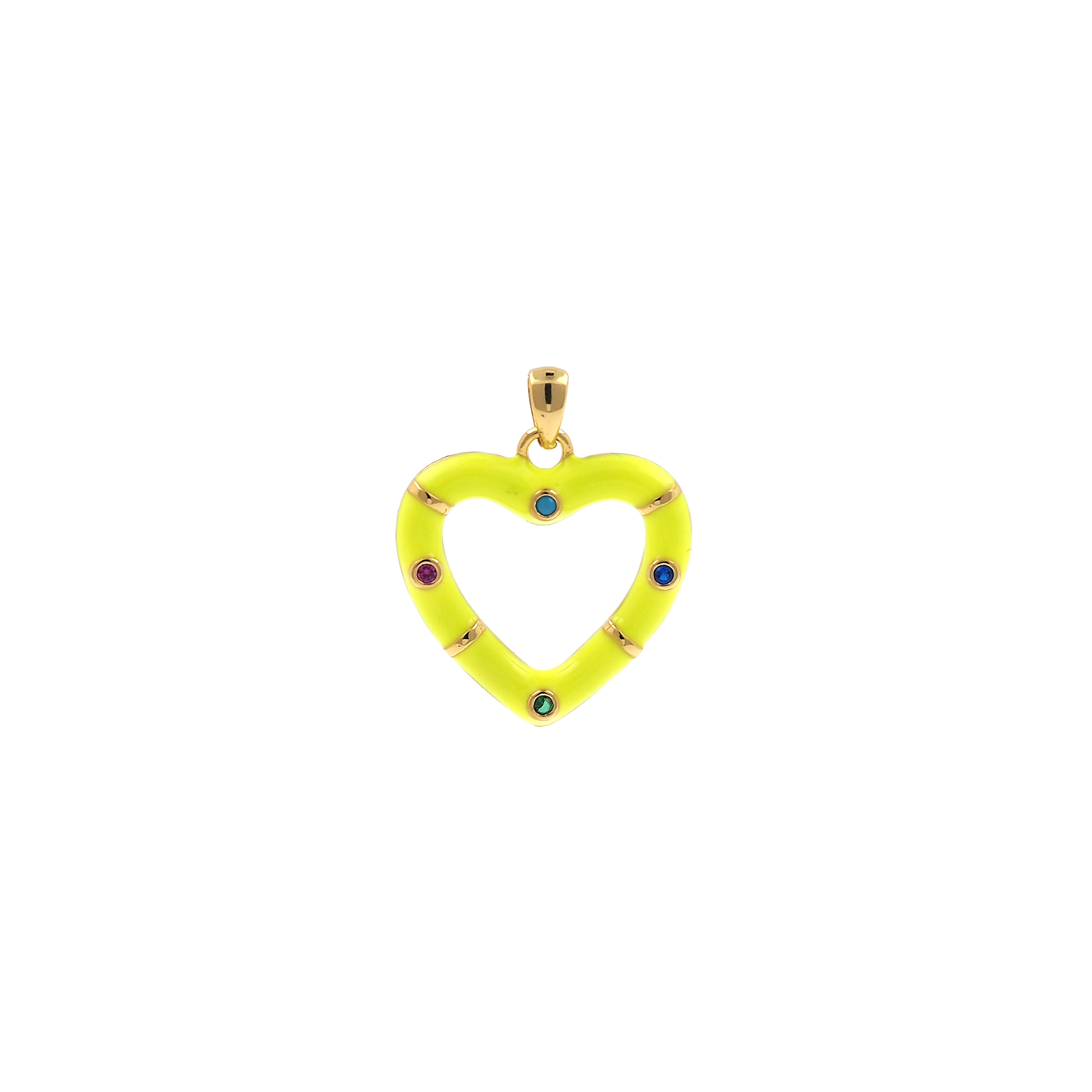 18K Gold Filled Heart Pendant,Enamel Heart Charm Earrings Necklace for DIY Jewelry Making Supply