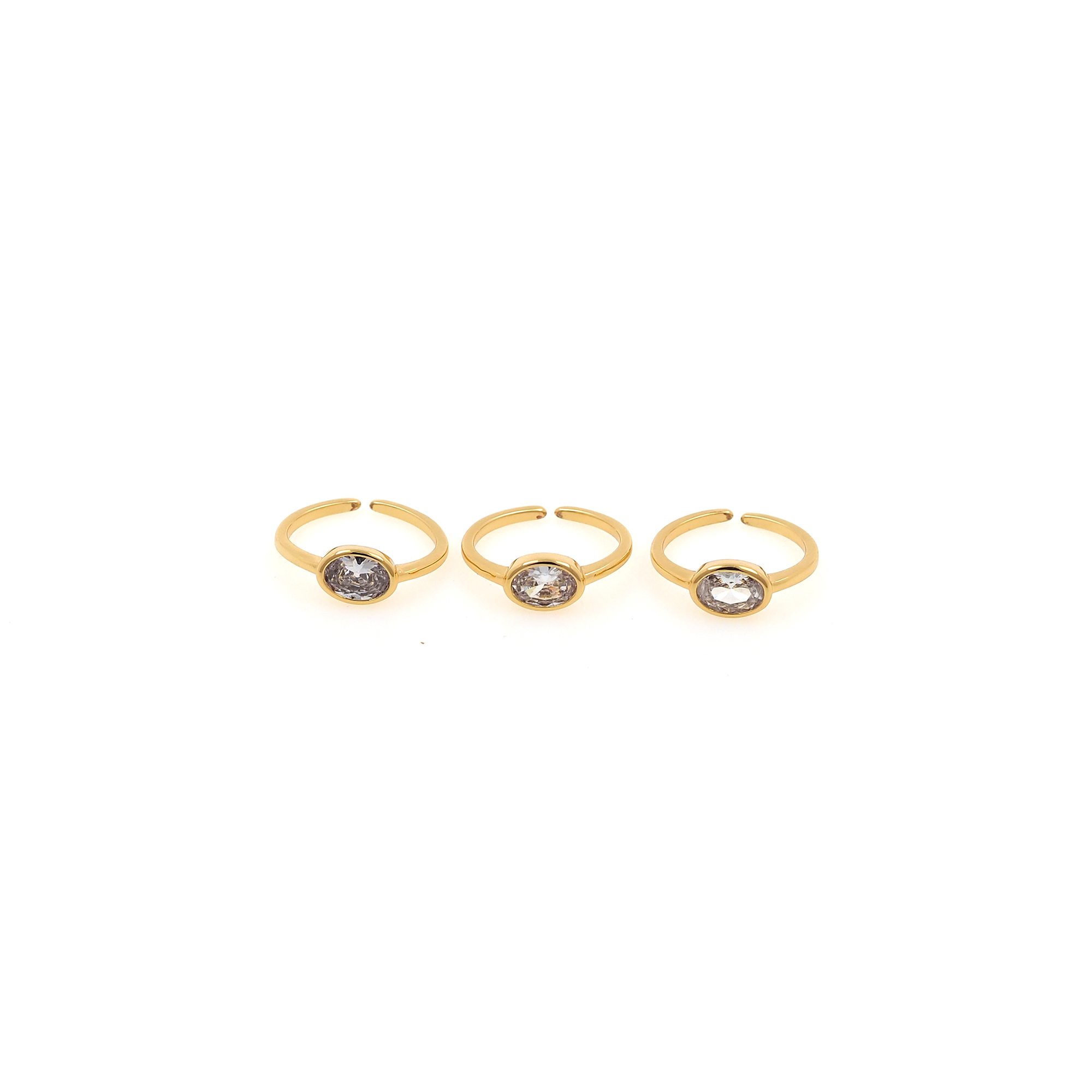 18K Gold Filled Oval CZ Ring,Minimalist Ring,Dainty Zirconia Ring,Adjustable Ring,Open Ring