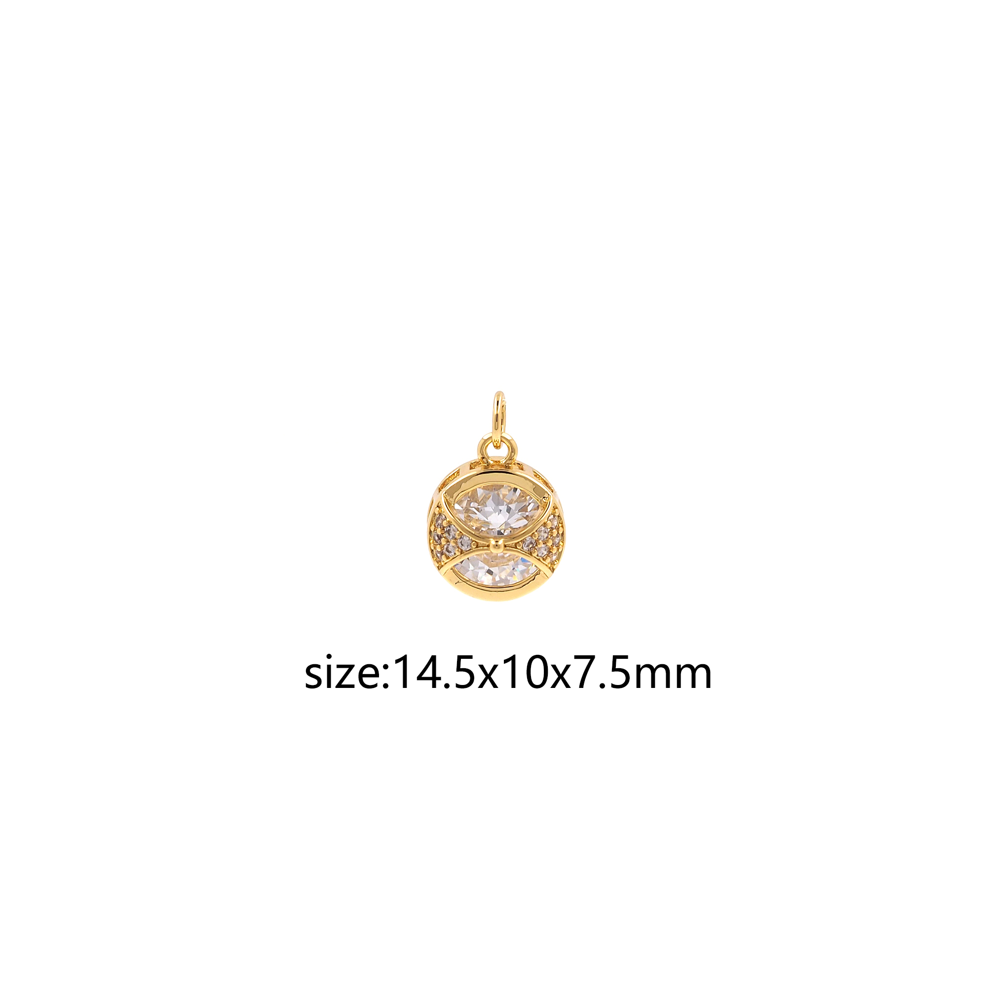 18K Gold Filled Round Pendant,CZ Micro Pave Round Charm Earrings Necklace for DIY Jewelry Making Supply