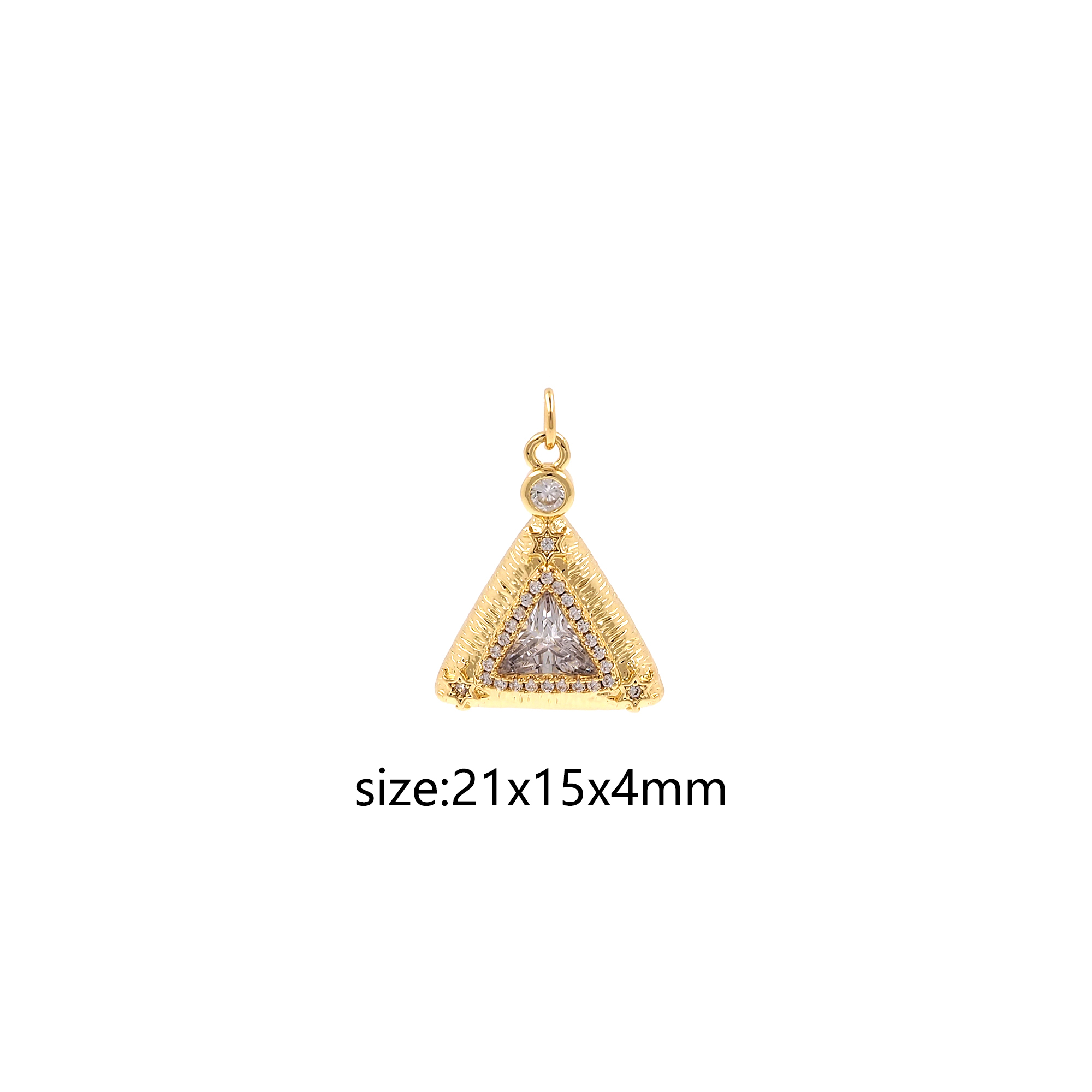 18K Gold Filled Triangle Pendant,CZ Micro Pave Triangle Charm Earrings Necklace for DIY Jewelry Making Supply