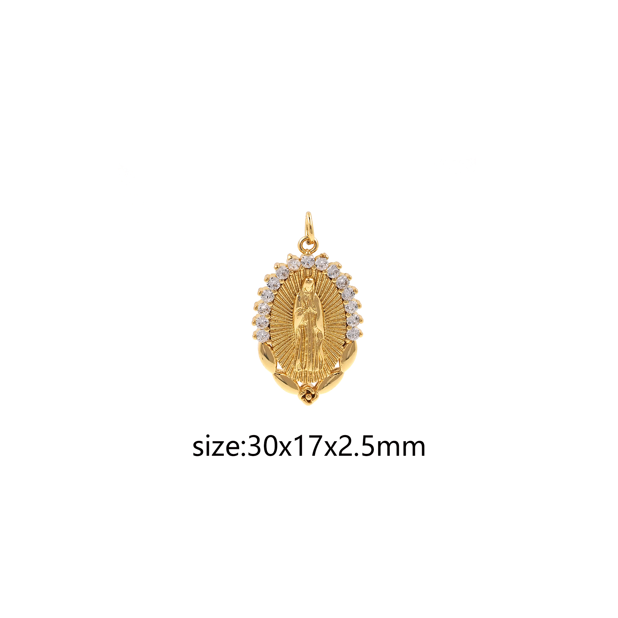 18K Gold Filled Virgin Mary Pendant,Religious Chamr,CZ Micro Pave Virgin Mary Earrings Necklace for DIY Jewelry Making Supply