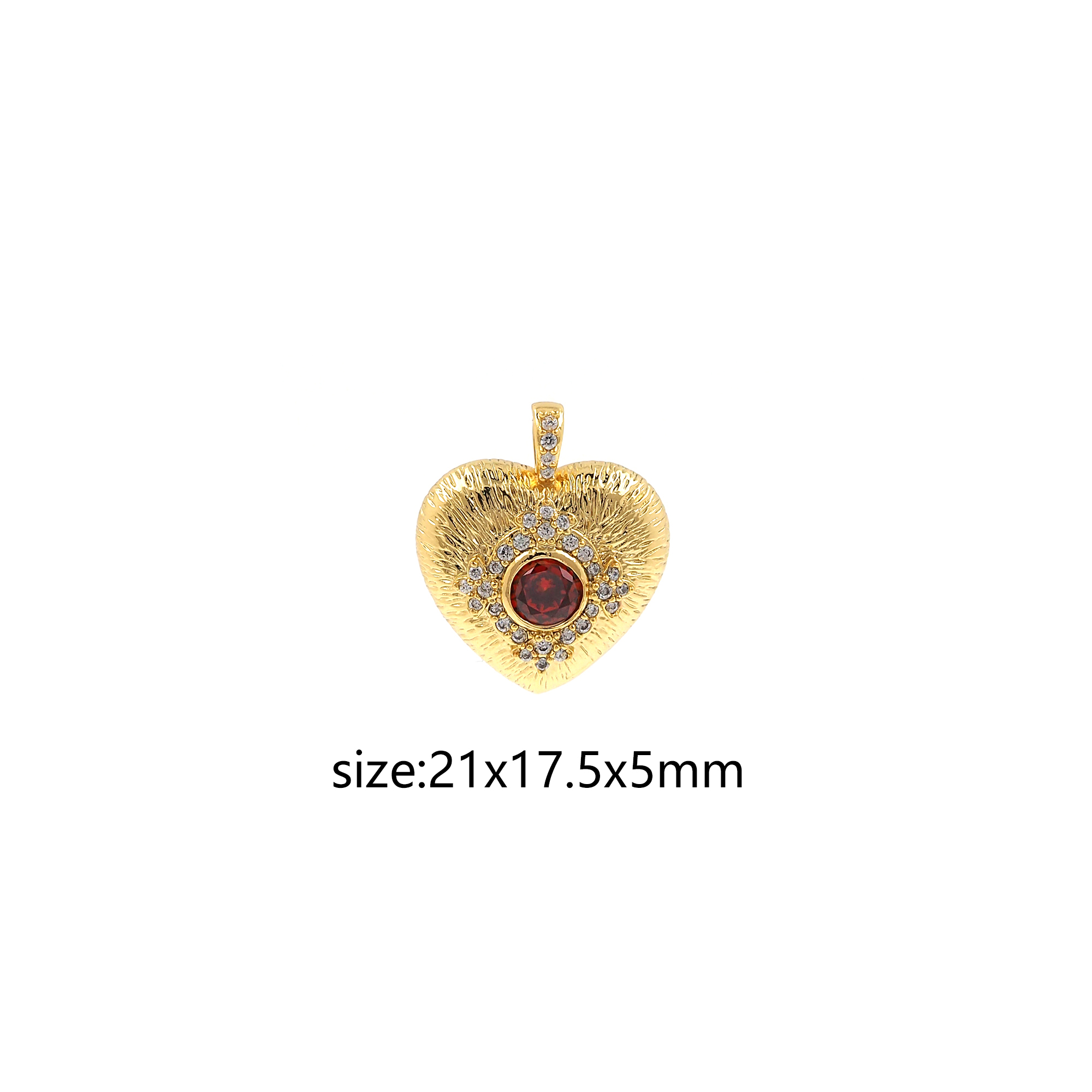 18K Gold Filled Heart Pendant,CZ Micro Pave Heart Charm Earrings Necklace for DIY Jewelry Making Supply