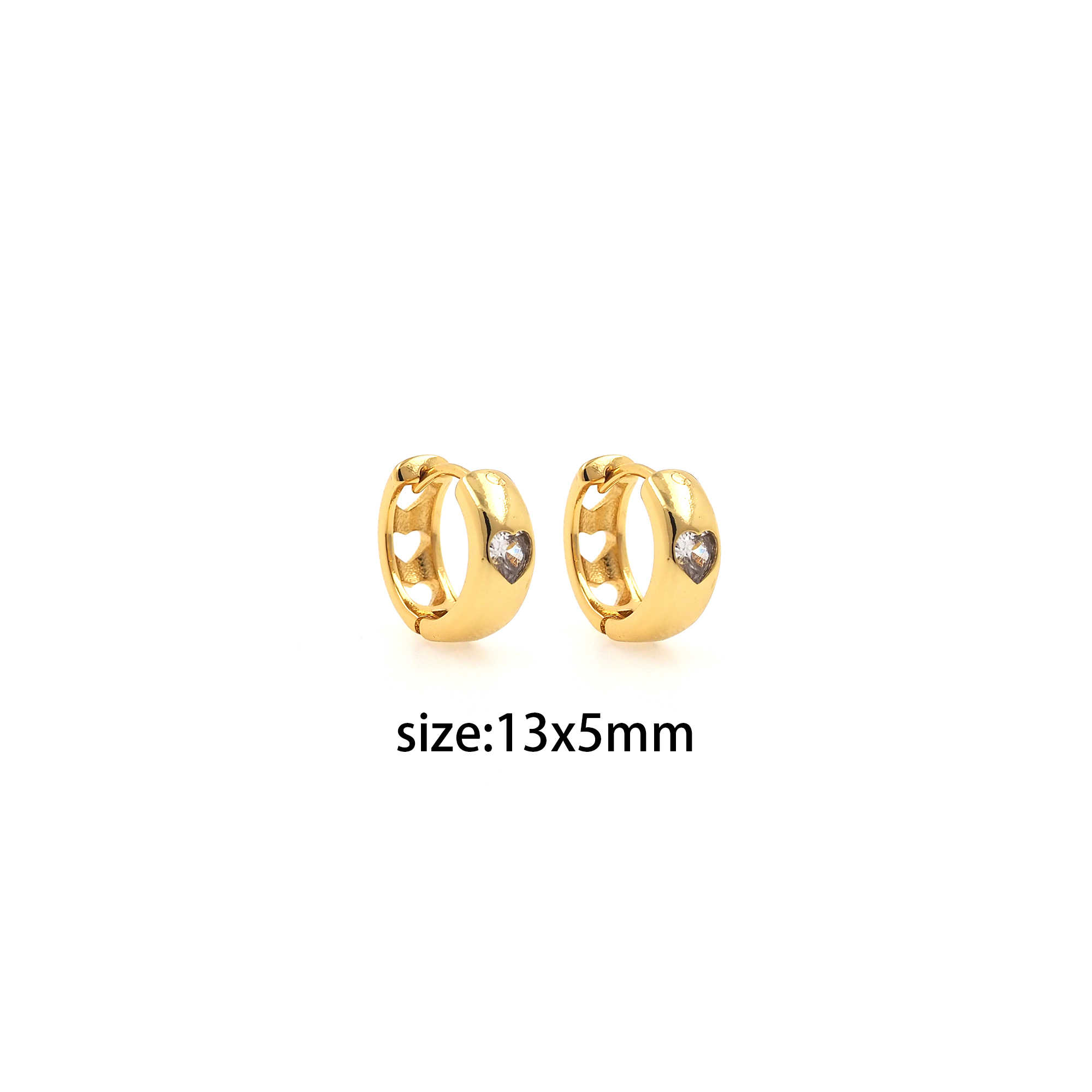 18K Gold Filled Heart Hoop Earrings,Gold Hoops,CZ Heart Hoops,Dainty Zirconia Earrings,Gold Hoops