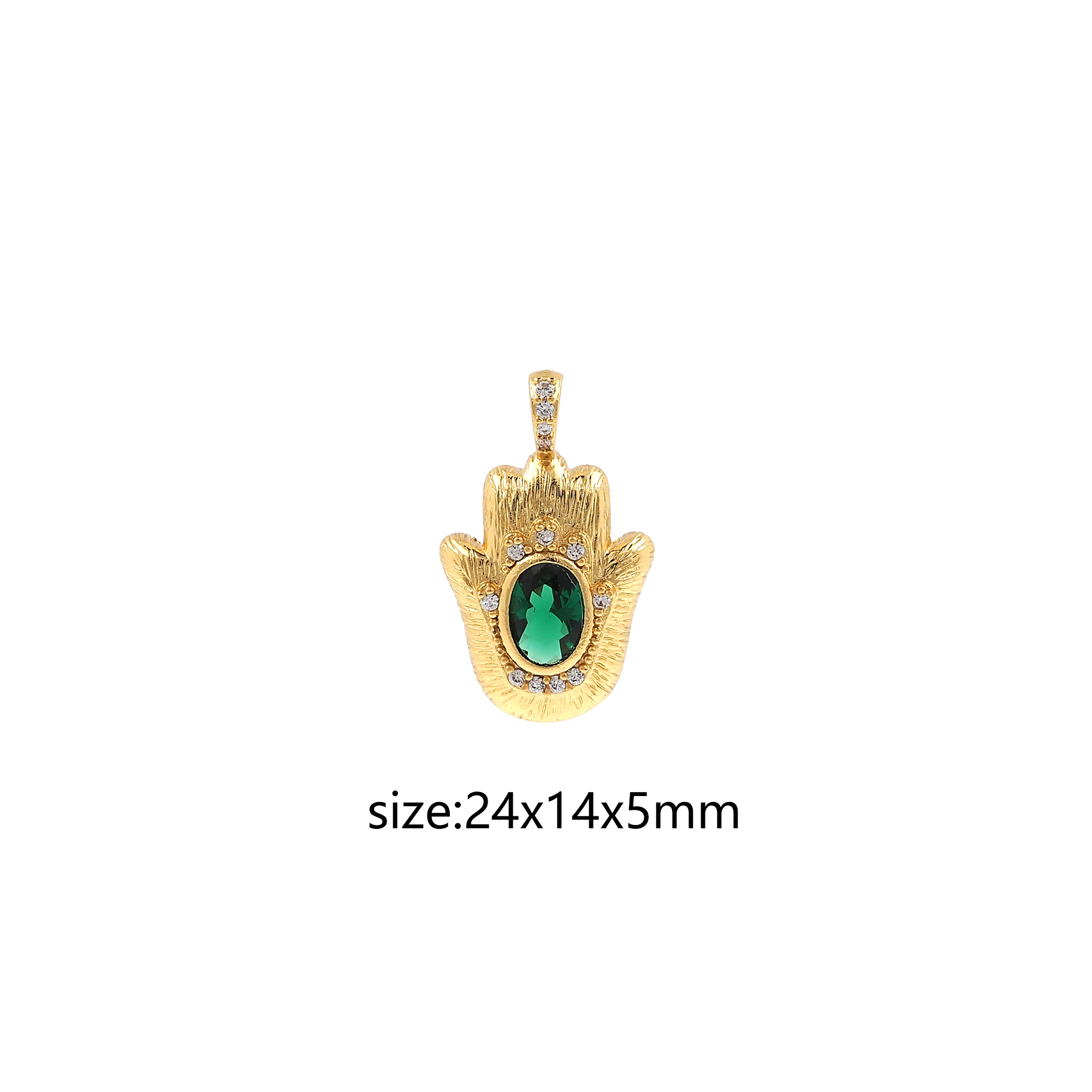 18K Gold Filled Hamsa Pendant,CZ Micro Pave Amulet Charm Earrings Necklace for DIY Jewelry Making Supply
