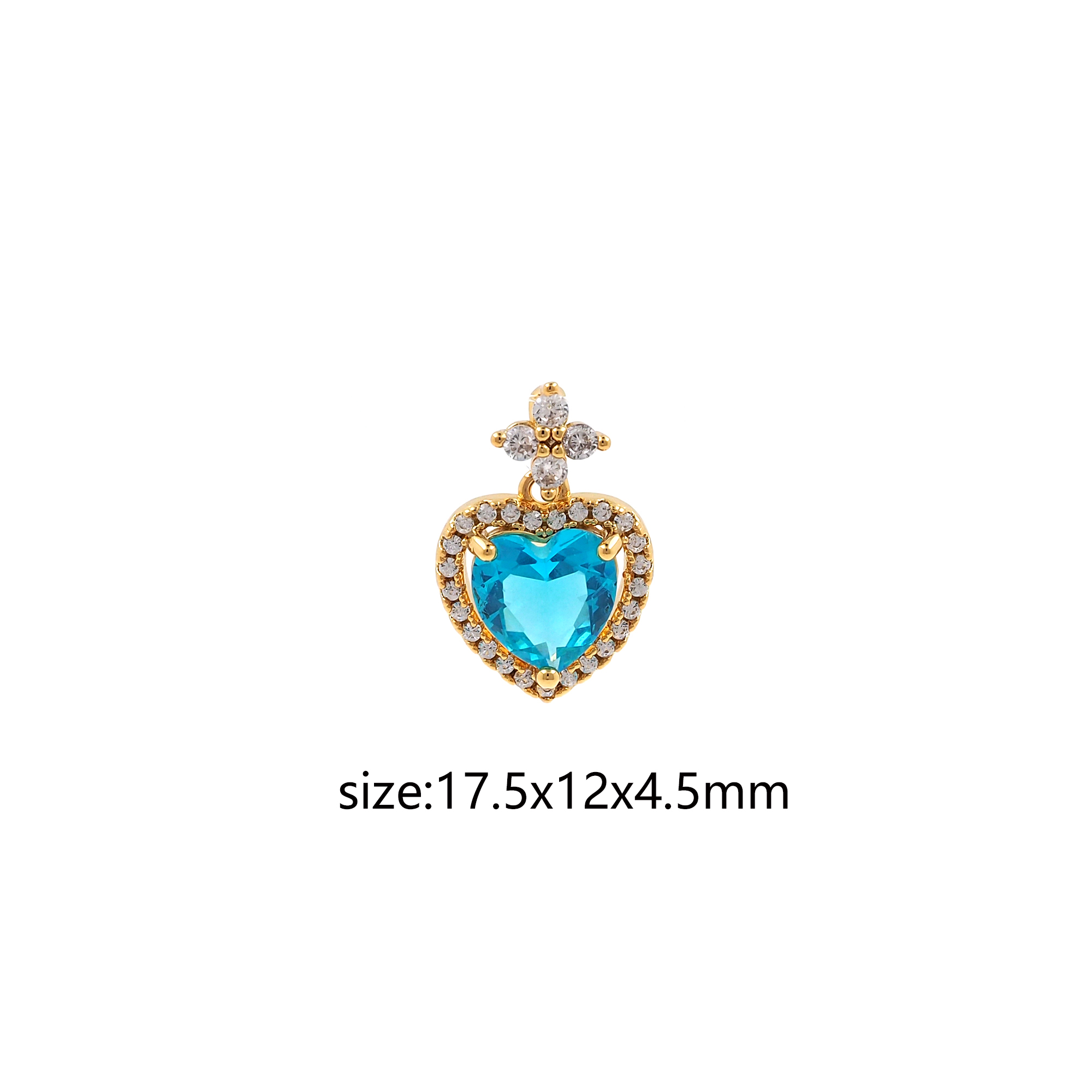 18K Gold Filled Heart Pendant,CZ Micro Pave Heart Charm Earrings Necklace for DIY Jewelry Making Supply