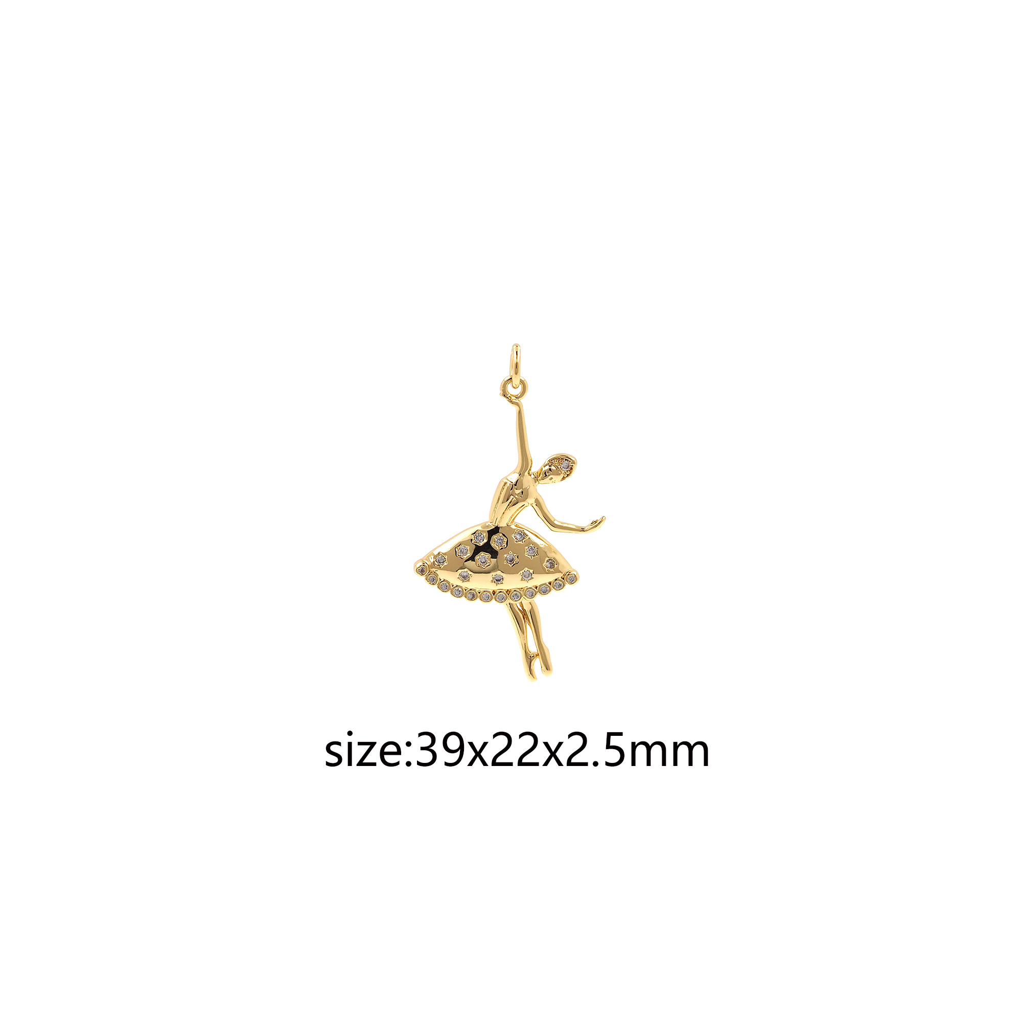 18K Gold Filled Ballet Pendant,CZ Micro Pave Dancer Chamr Earrings Necklace for DIY Jewelry Making Supply