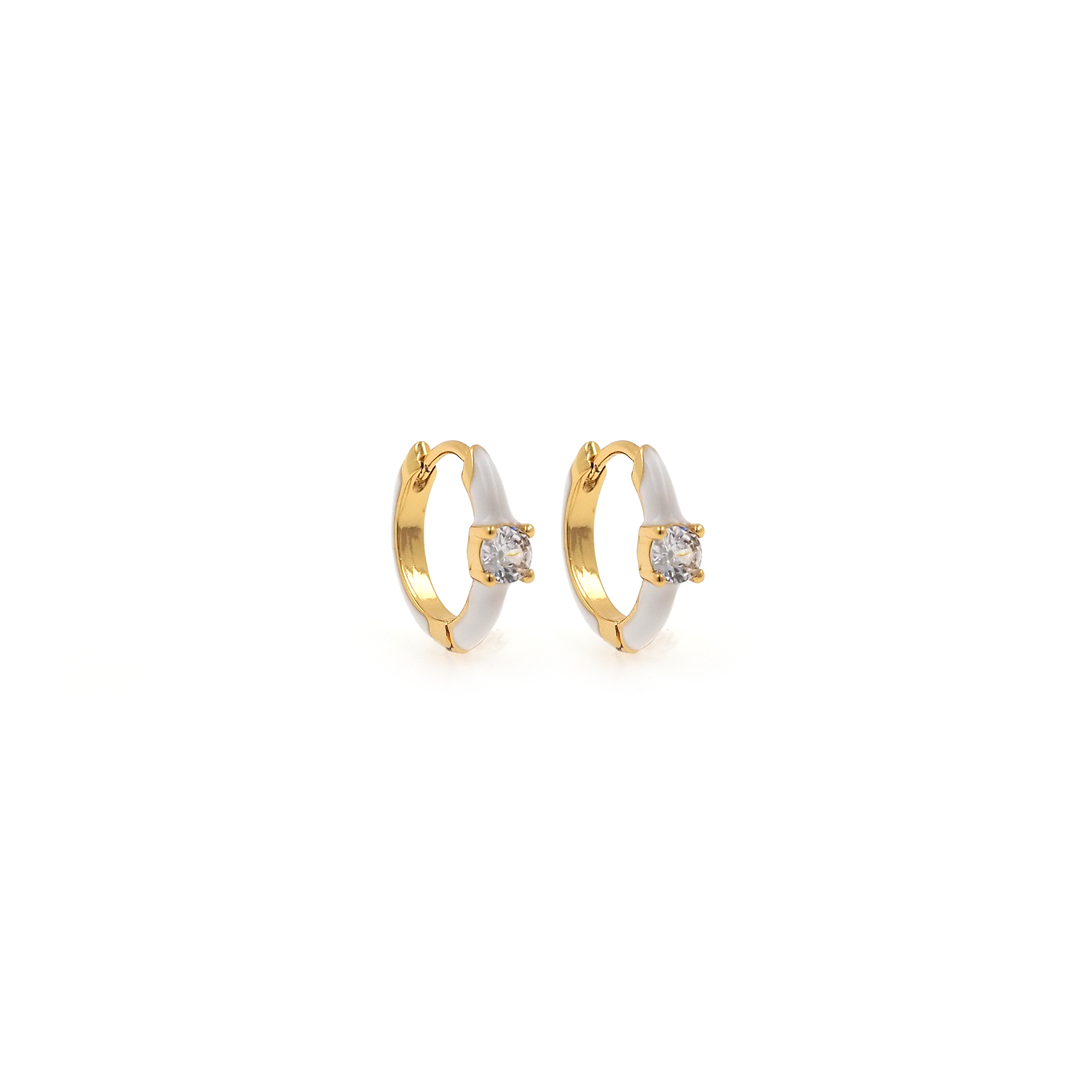 18K Gold Filled Enamel Earring,Round Hoops,Colorful Enamel Earrings,Gold Hoop Earrings,Huggie Earrings