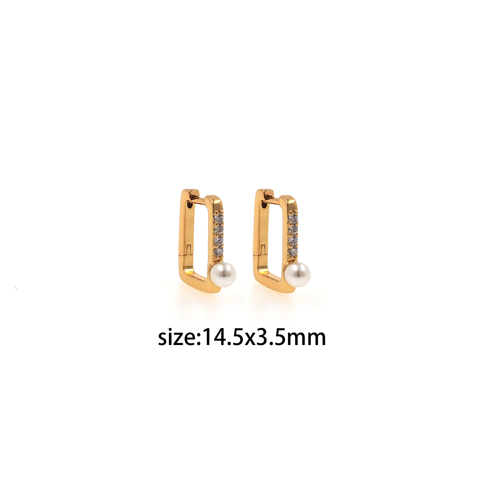 18K Gold Filled Rectangle Hoops Earrings,CZ Hoops,Gold Huggies Hoop Earrings,Minimalist Earrings