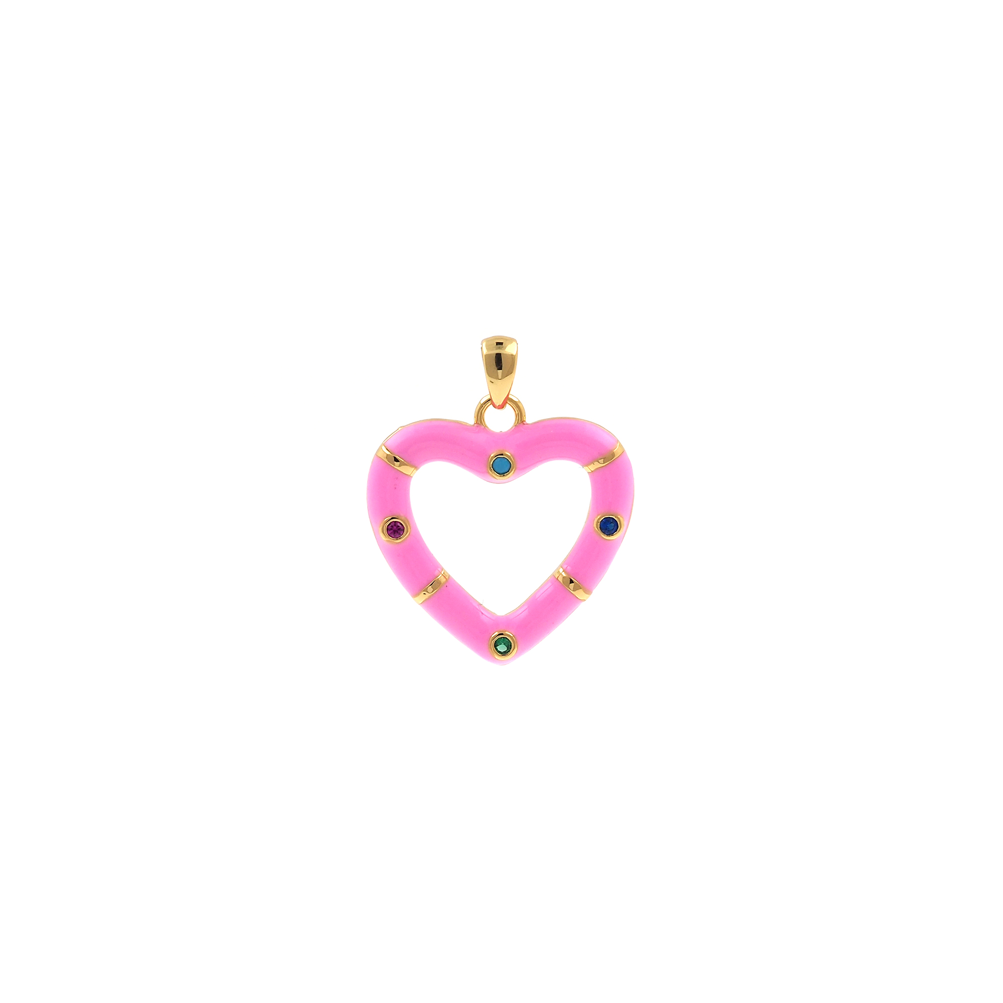 18K Gold Filled Heart Pendant,Enamel Heart Charm Earrings Necklace for DIY Jewelry Making Supply