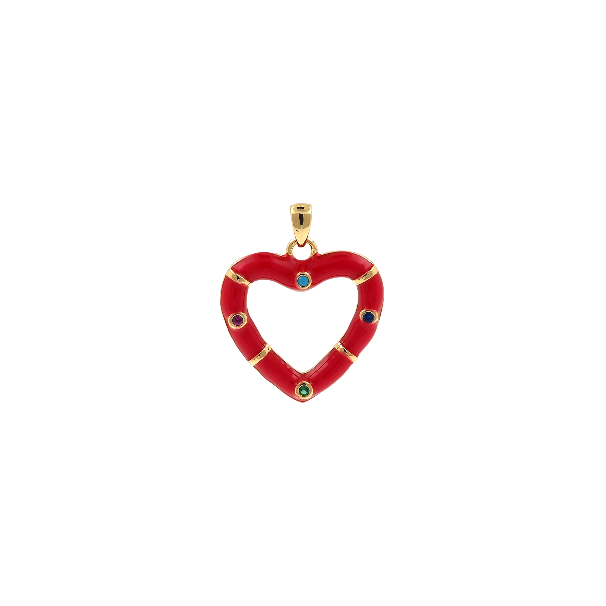 18K Gold Filled Heart Pendant,Enamel Heart Charm Earrings Necklace for DIY Jewelry Making Supply