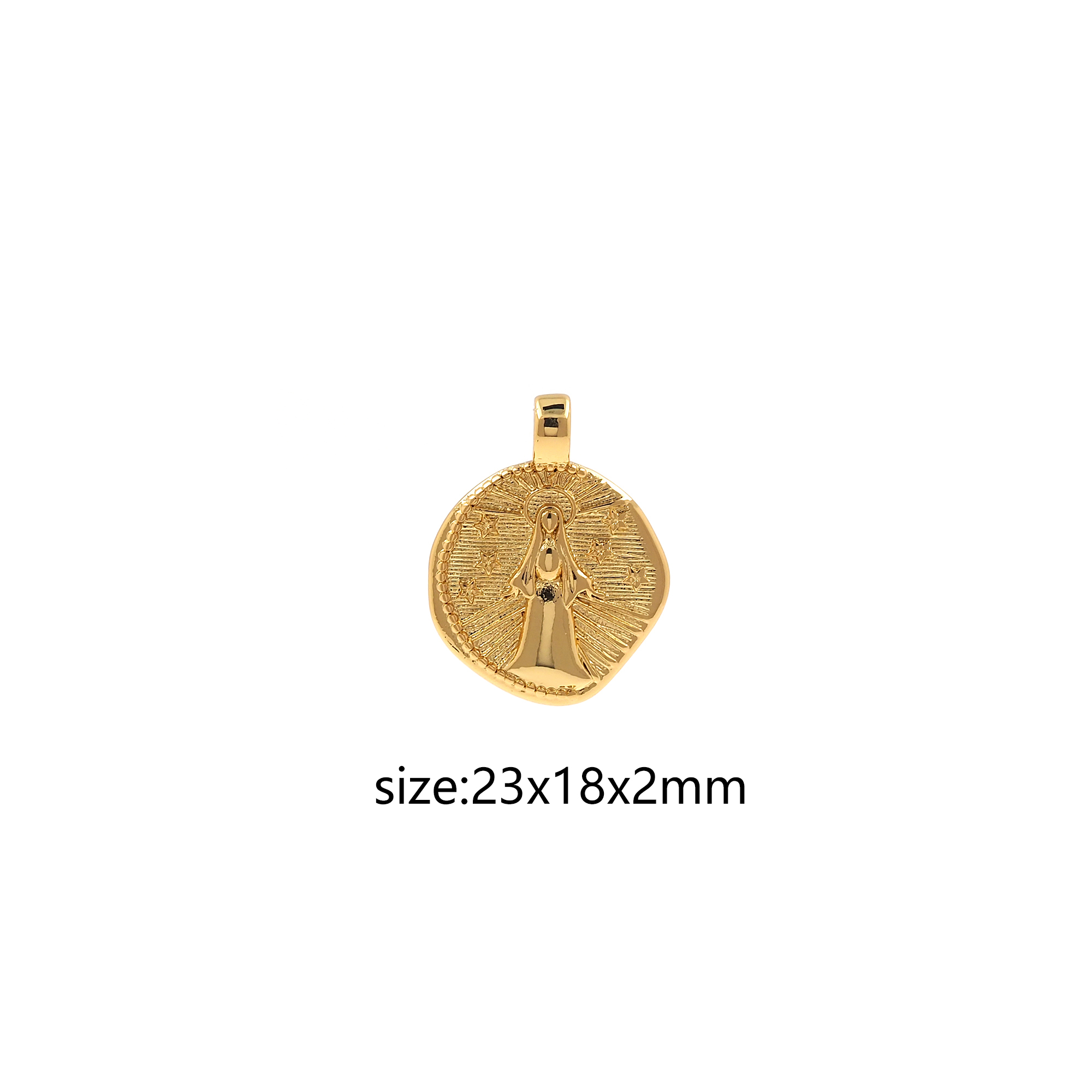 18K Gold Filled Virgin Mary Pendant,Religious Chamr,CZ Micro Pave Virgin Mary Earrings Necklace for DIY Jewelry Making Supply