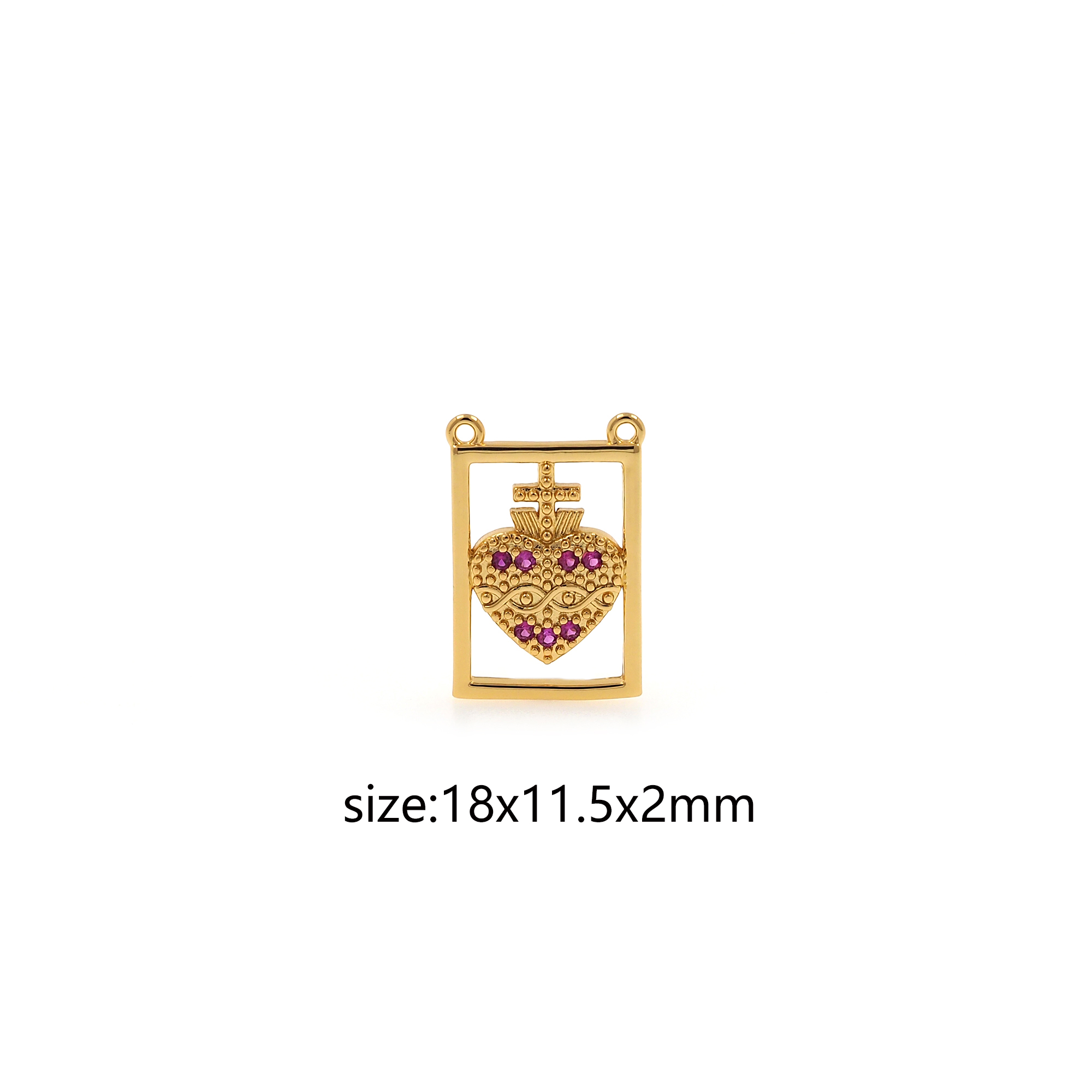 18K Gold Filled Sacred Heart Pendant,CZ Micro Pave Heart Charm Earrings Necklace for DIY Jewelry Making Supply