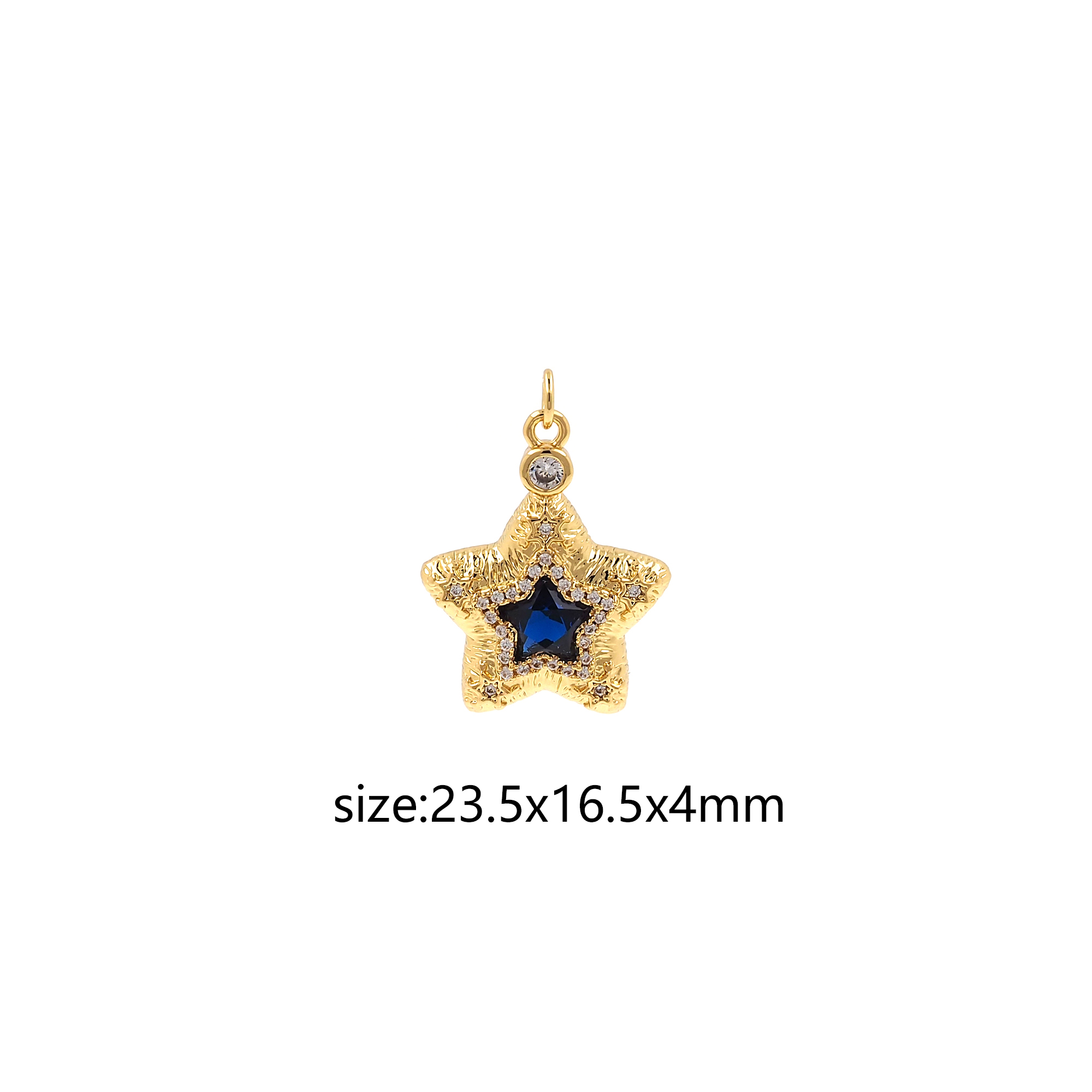 18K Gold Filled Star Pendant,CZ Micro Pave Celestial Charm Earrings Necklace for DIY Jewelry Making Supply
