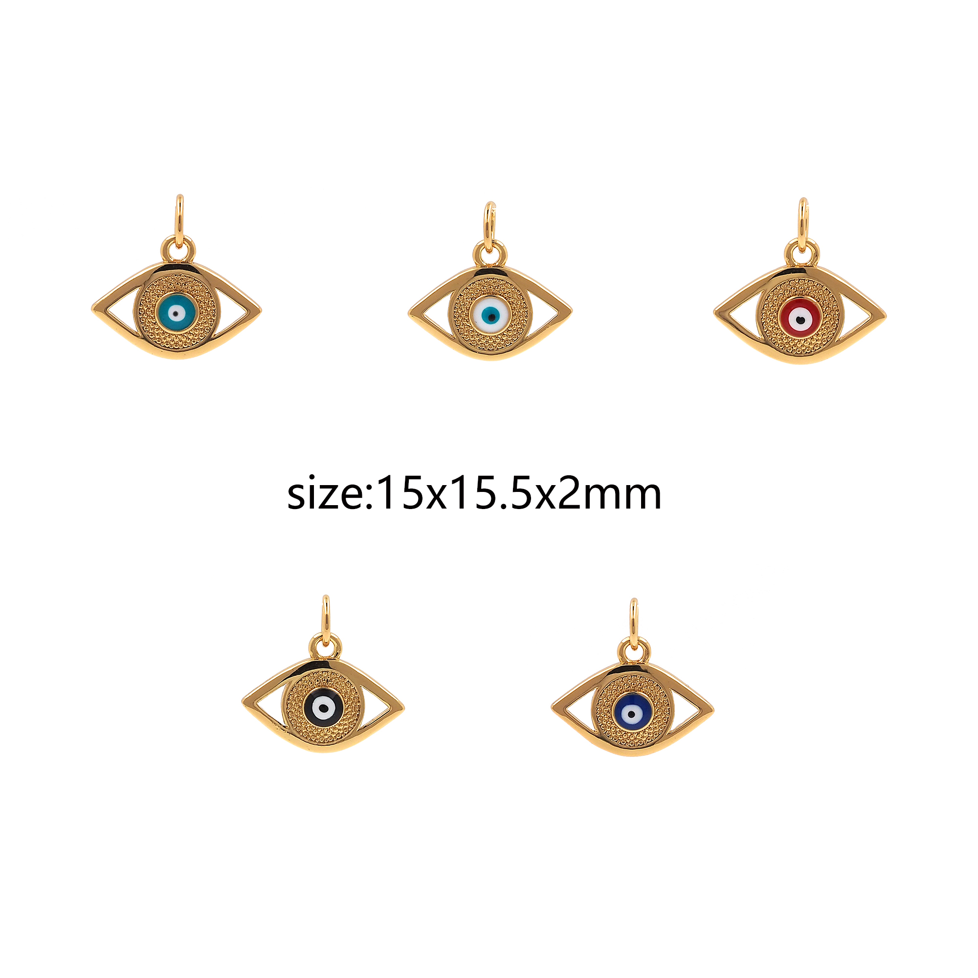 18K Gold Filled Evil Eye Pendant,Enamel Evil Eye Charm Earrings Necklace for DIY Jewelry Making Supply