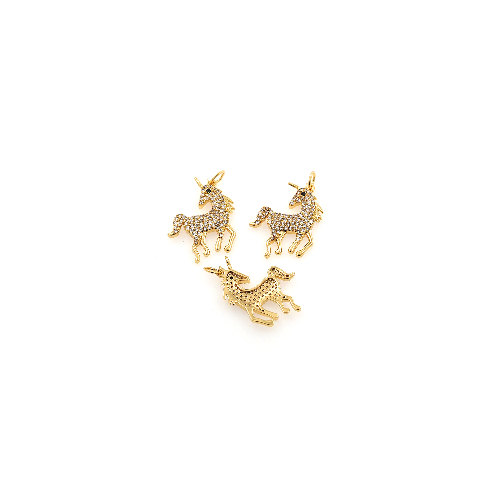 18K Gold Filled Unicorn Pendant,CZ Micro Pave Unicorn Charm Earrings Necklace for DIY Jewelry Making Supply