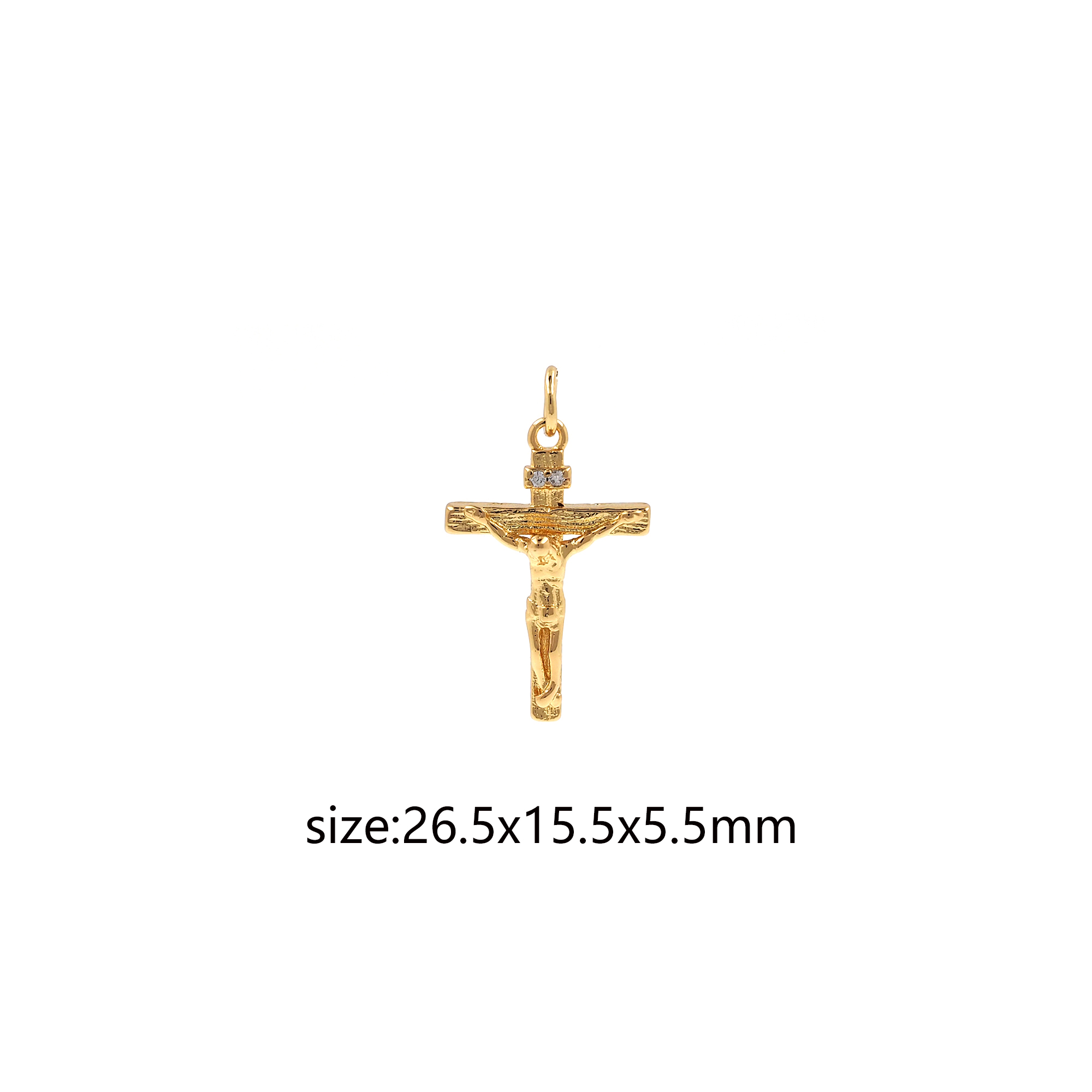 18K Gold Filled Cross Pendant,Religious Charm Earrings Necklace for DIY Jewelry Making Supply