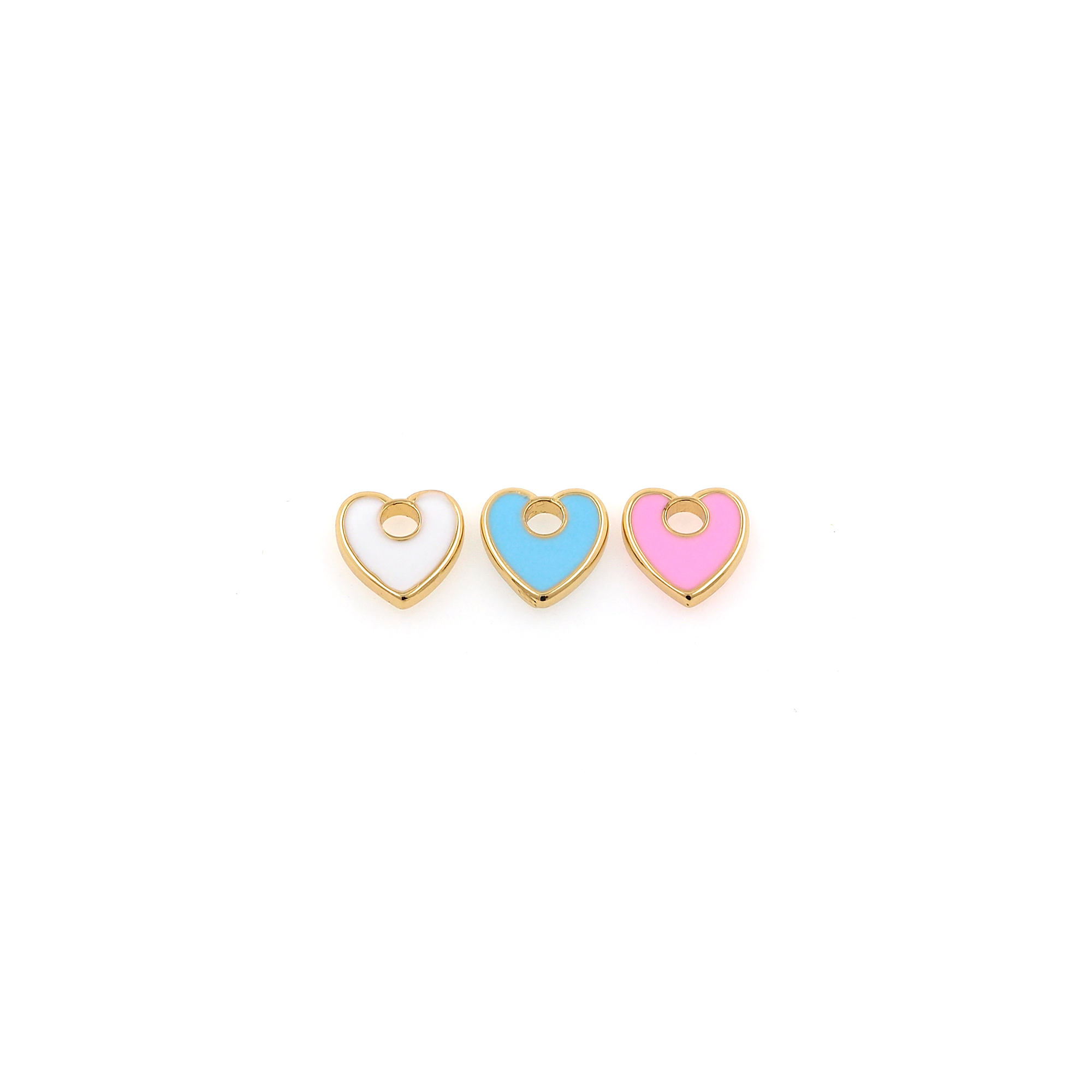 18K Gold Filled Heart Pendant,Enamel Heart Charm Earrings Necklace for DIY Jewelry Making Supply