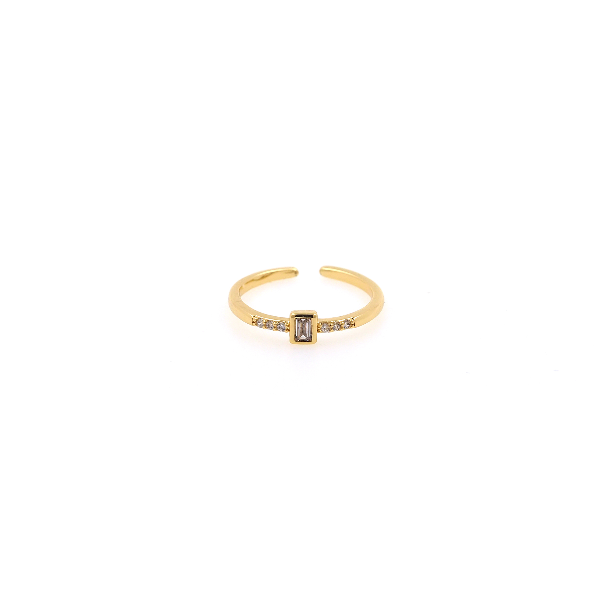 18K Gold Filled Thin Rings,Rectangle CZ Ring,Minimalist Ring,Dainty Zirconia Ring,Open Ring,Adjustable Ring