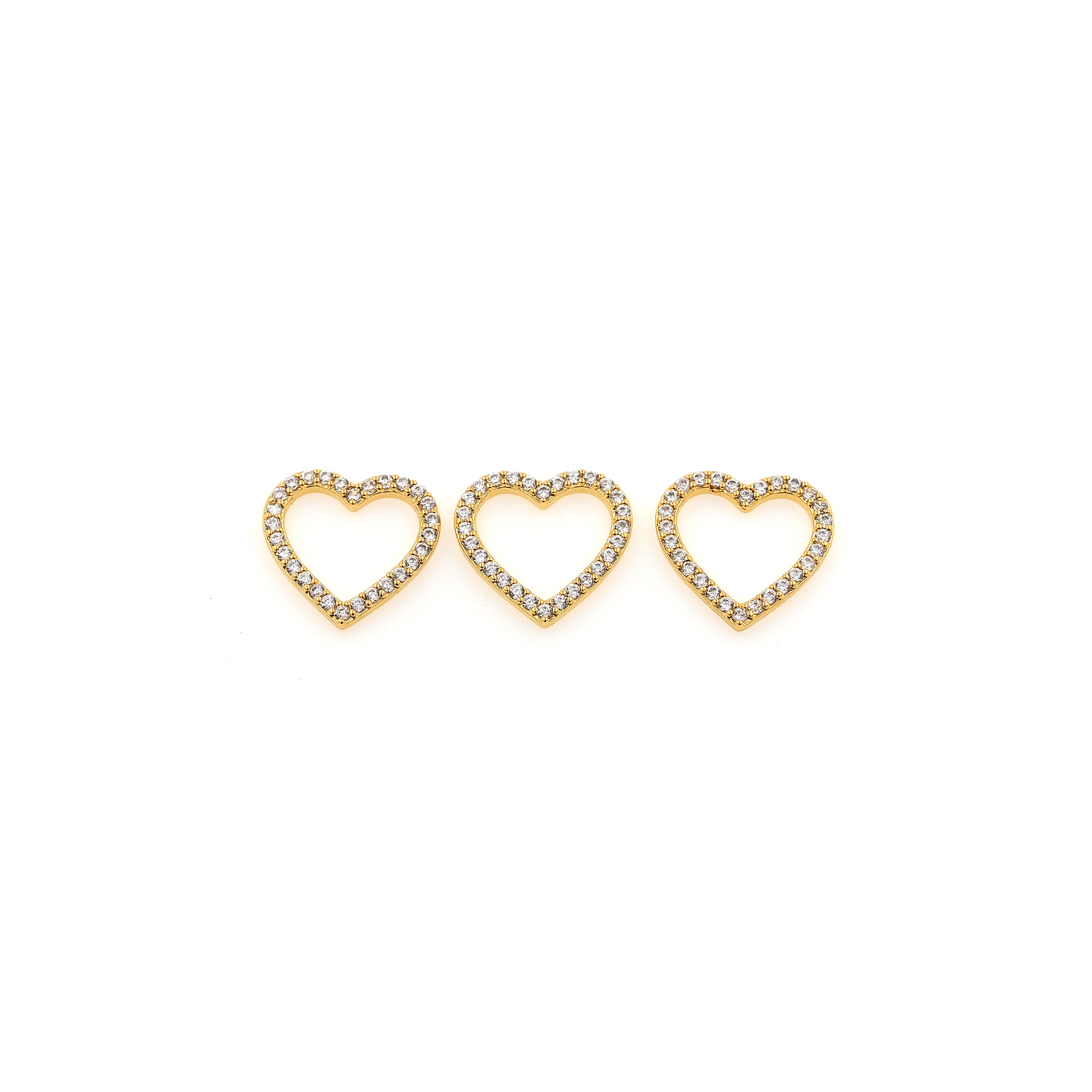 18K Gold Filled Heart Pendant,CZ Micro Pave Heart Charm Earrings Necklace for DIY Jewelry Making Supply