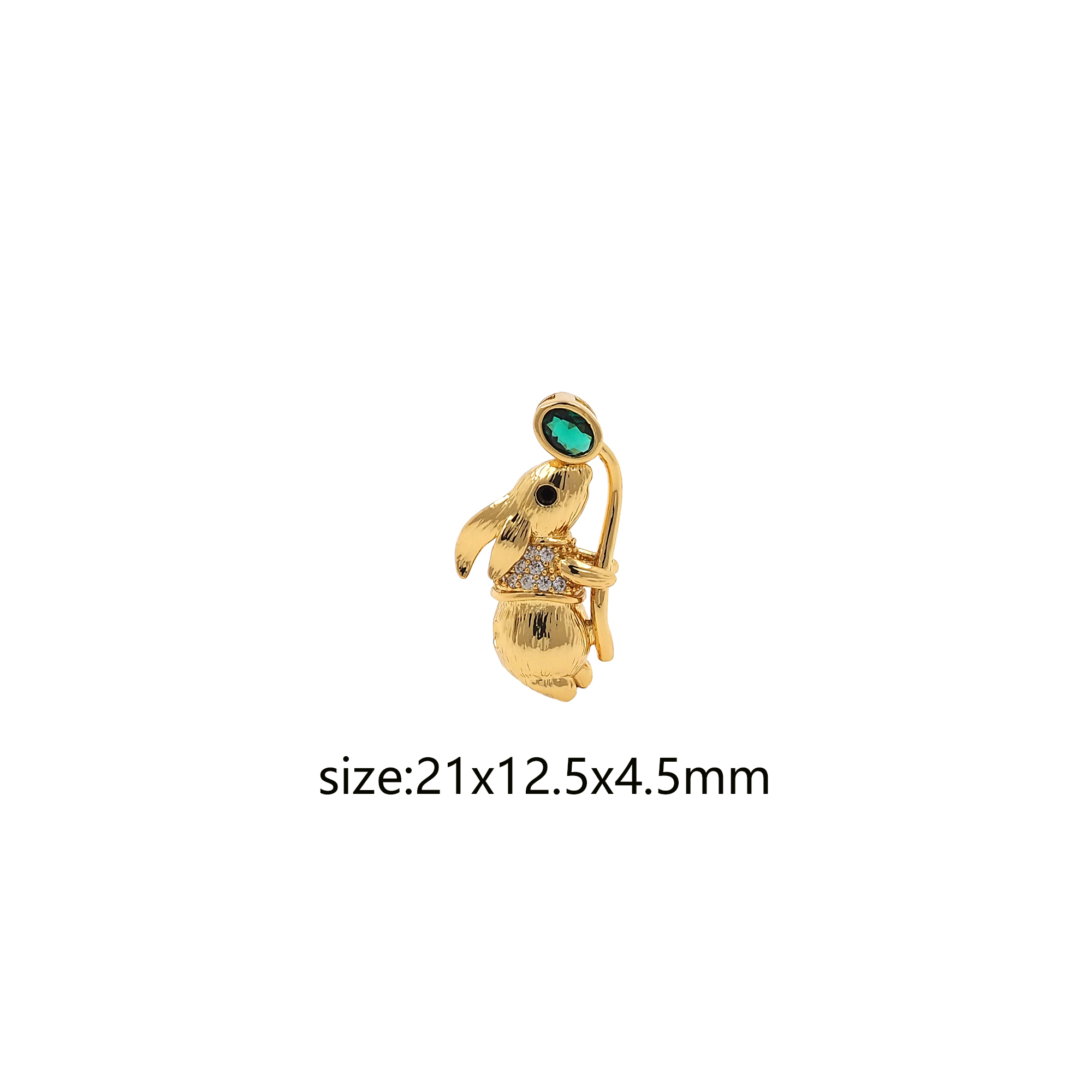 18K Gold Filled Rabbit Pendant,CZ Micro Pave Animal Charm Earrings Necklace for DIY Jewelry Making Supply