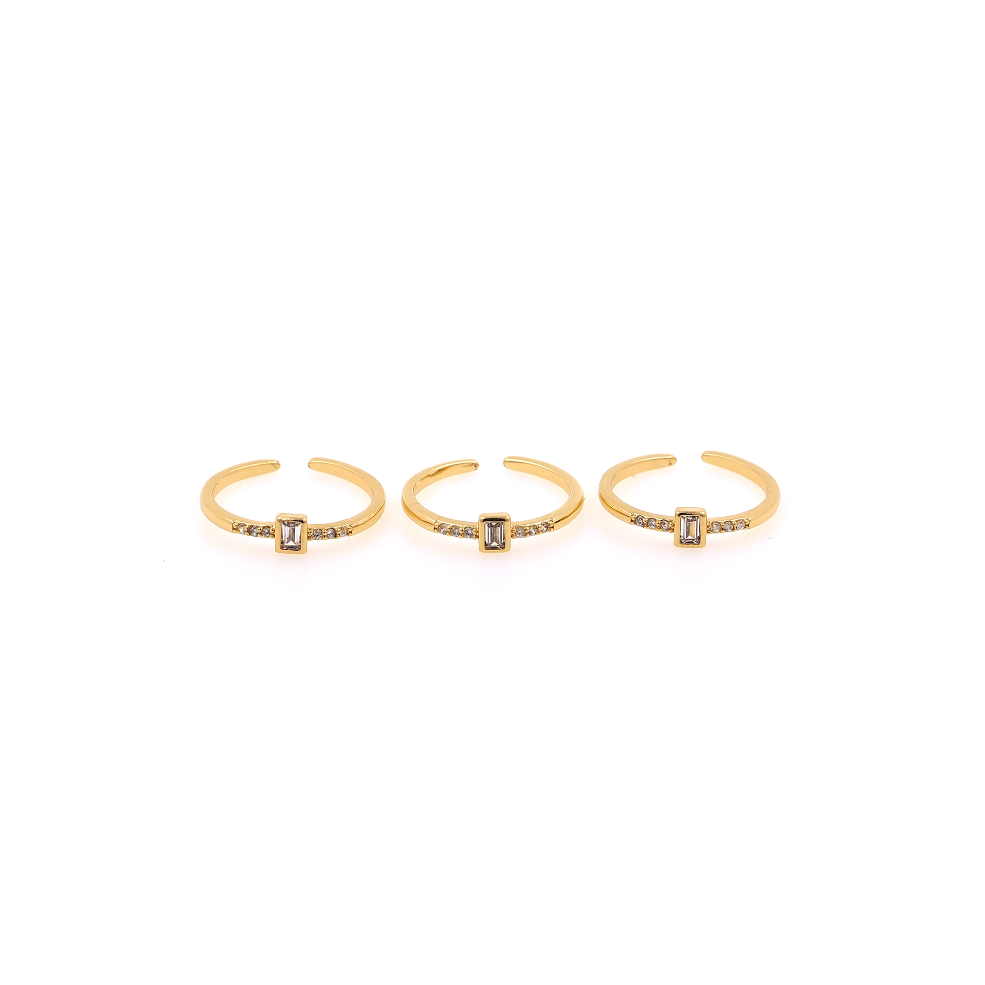 18K Gold Filled Thin Rings,Rectangle CZ Ring,Minimalist Ring,Dainty Zirconia Ring,Open Ring,Adjustable Ring